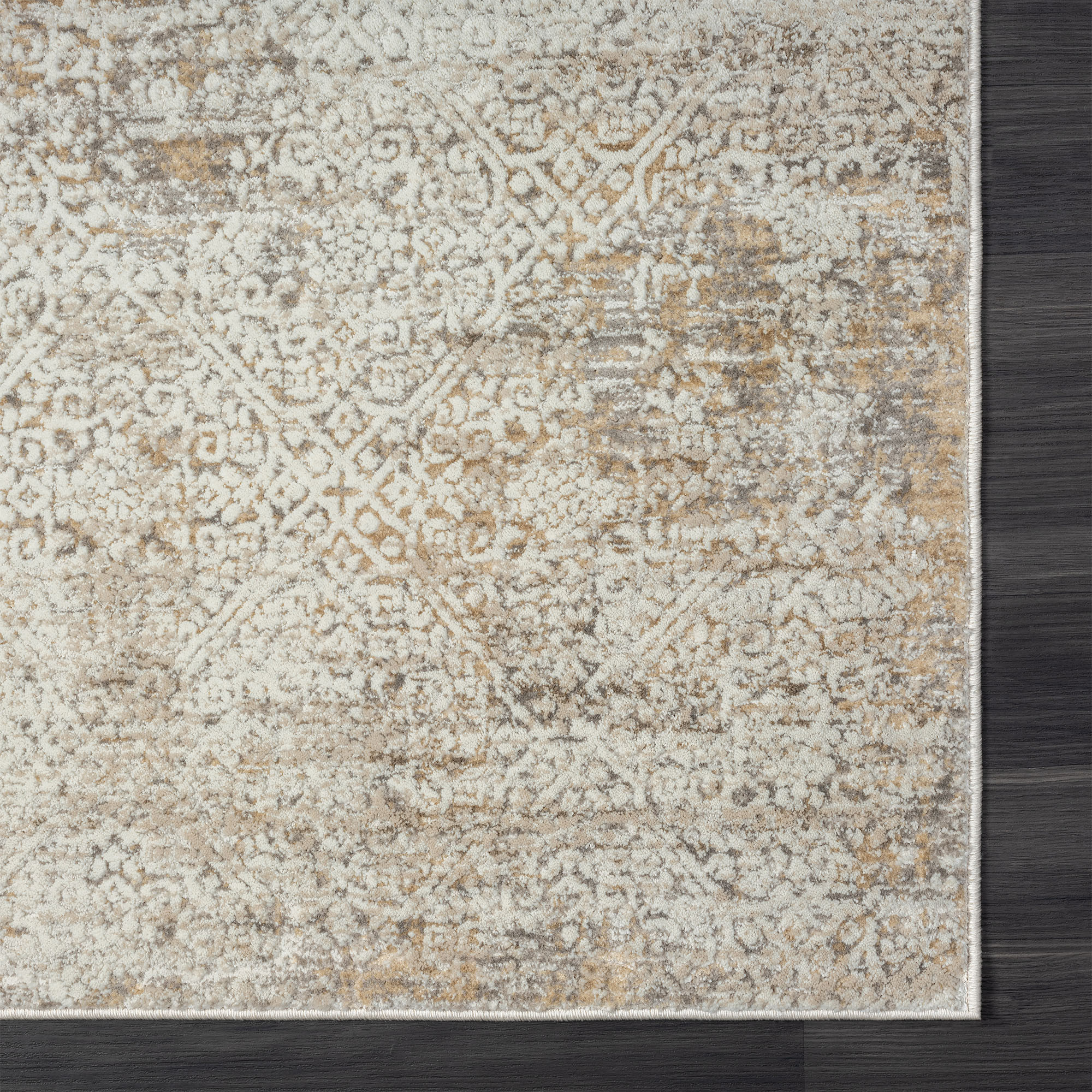 2" X 8" Gray Damask Distressed Runner Rug