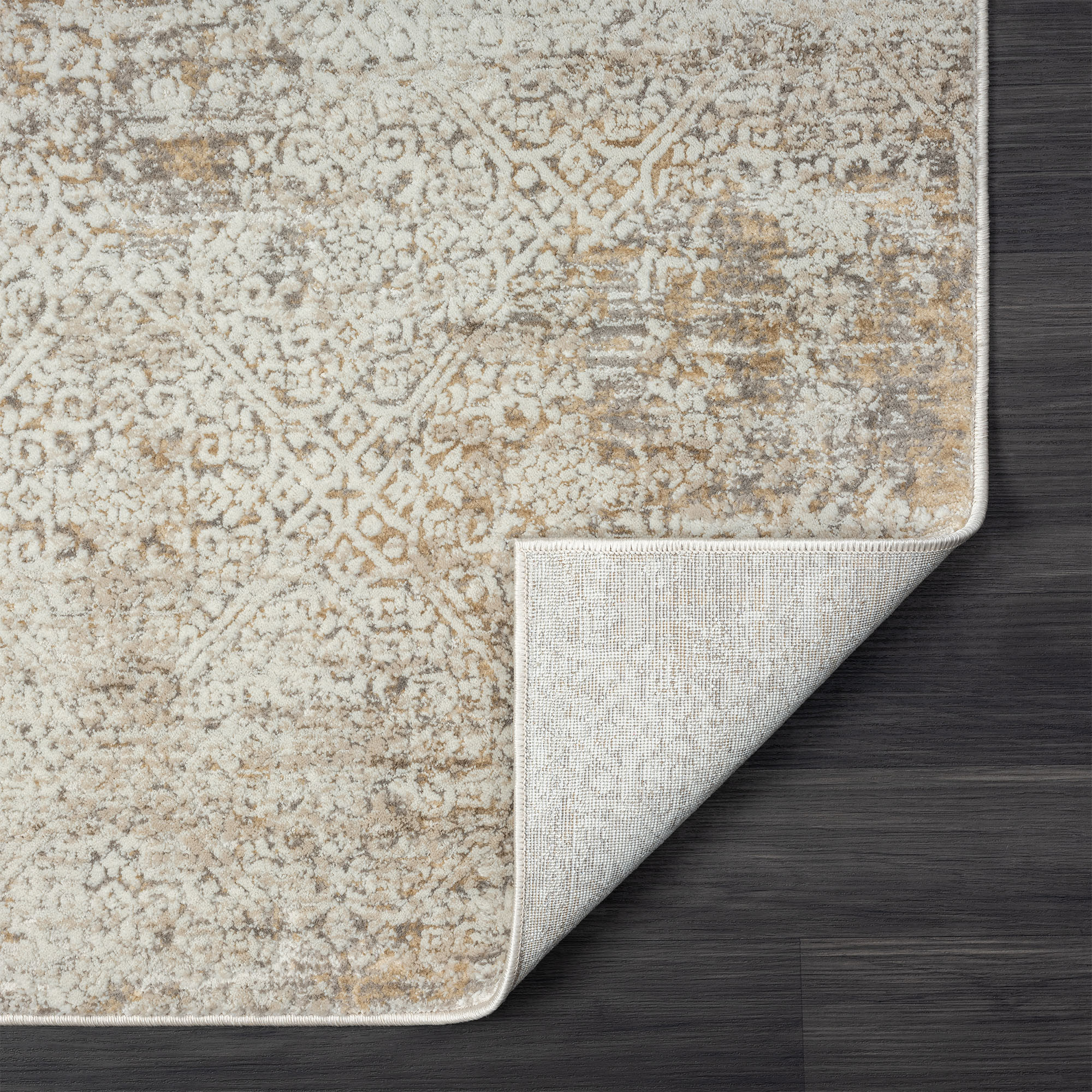 2" X 8" Gray Damask Distressed Runner Rug