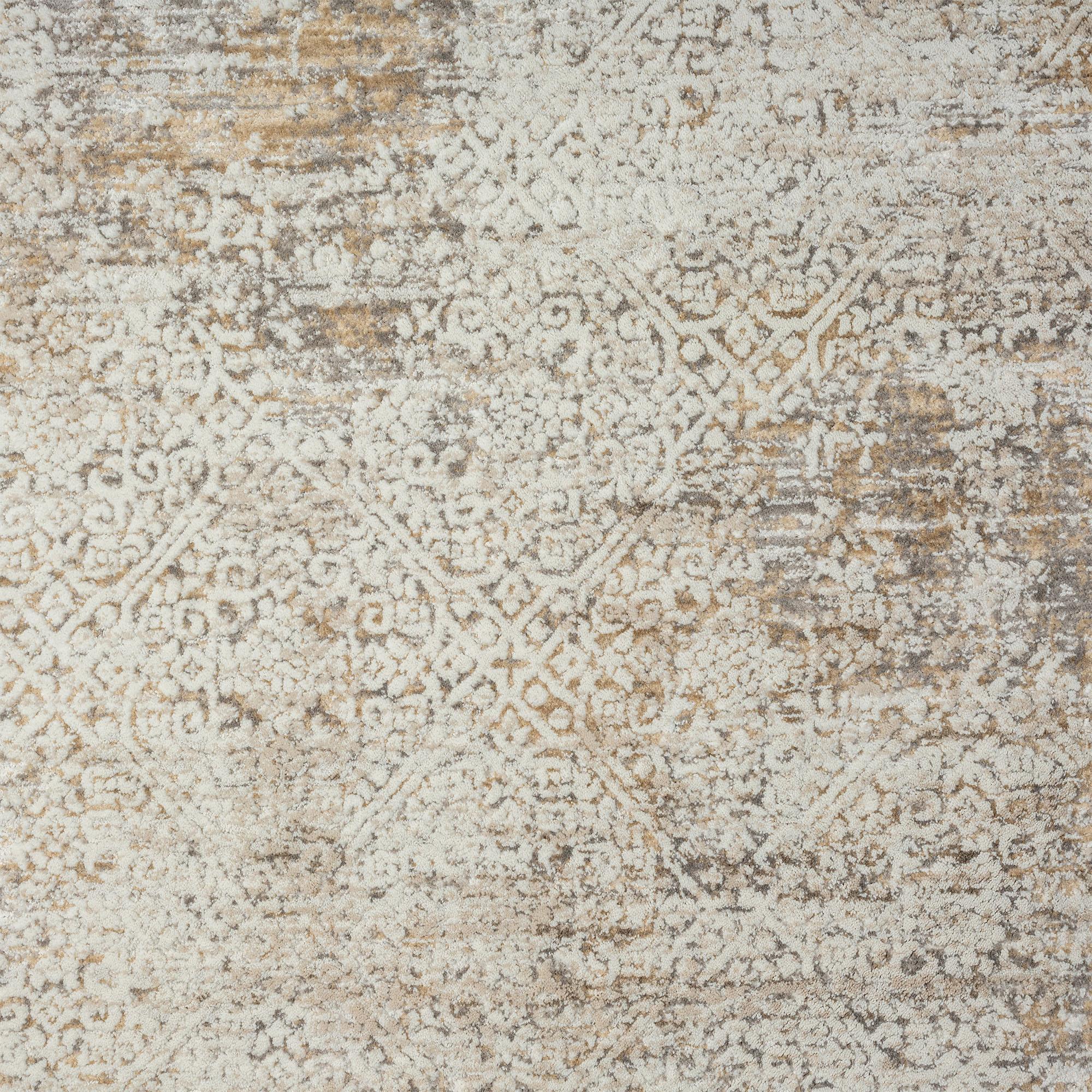 2" X 8" Gray Damask Distressed Runner Rug