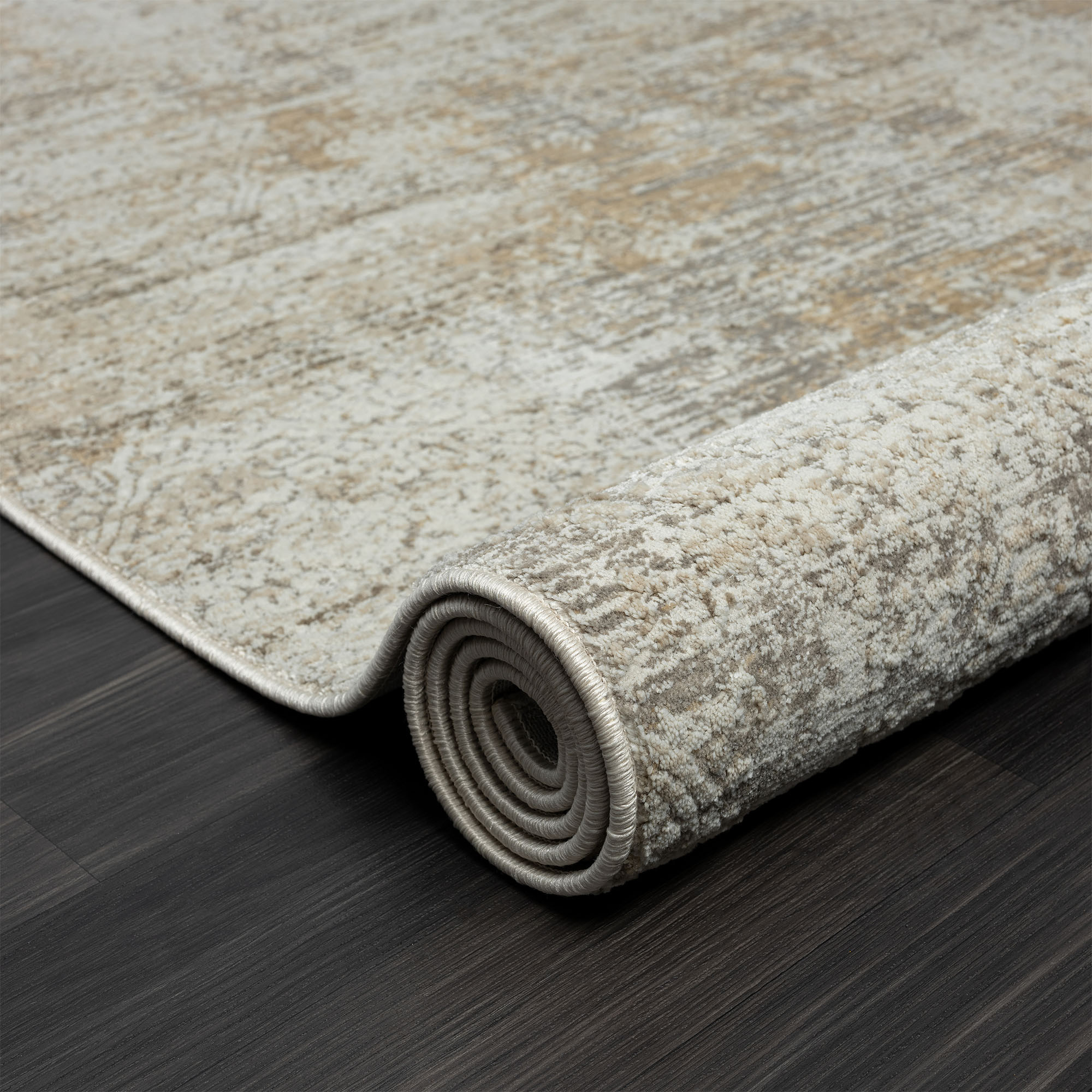 2" X 10" Gray Damask Distressed Runner Rug
