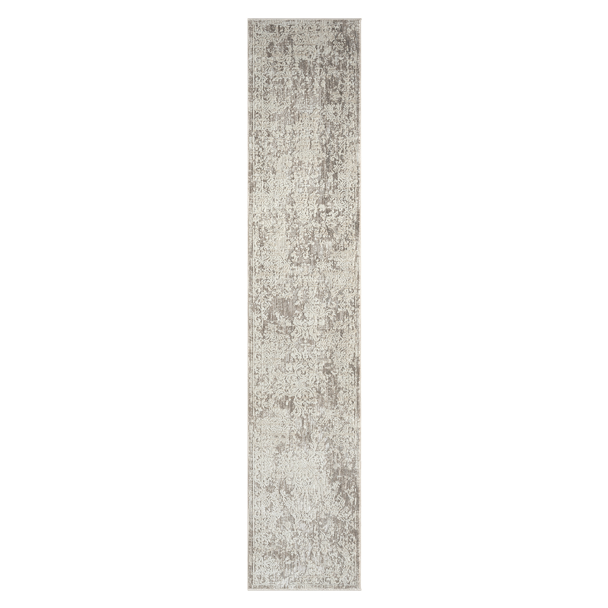 2' X 8' Gray Abstract Distressed Runner Rug-515832-1