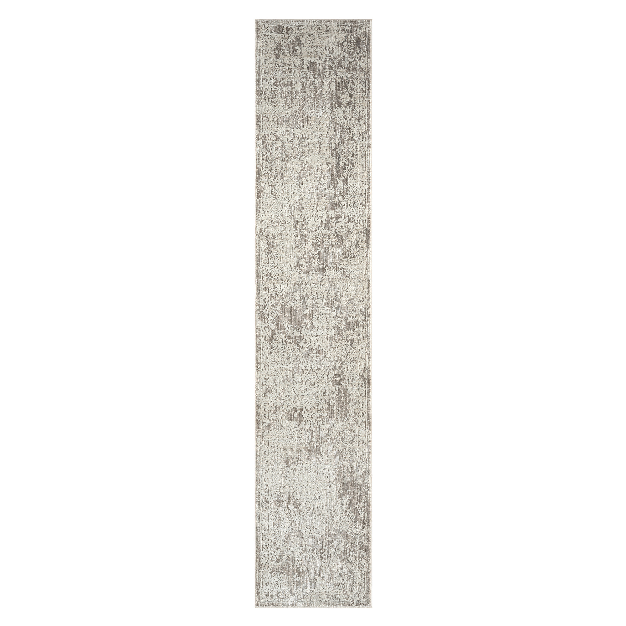 2" X 10" Gray Abstract Distressed Runner Rug