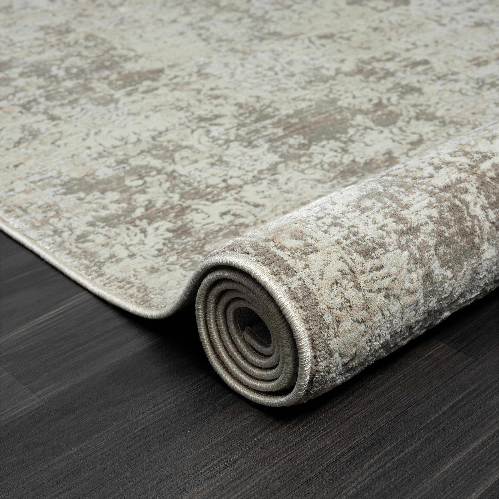 2" X 10" Gray Abstract Distressed Runner Rug
