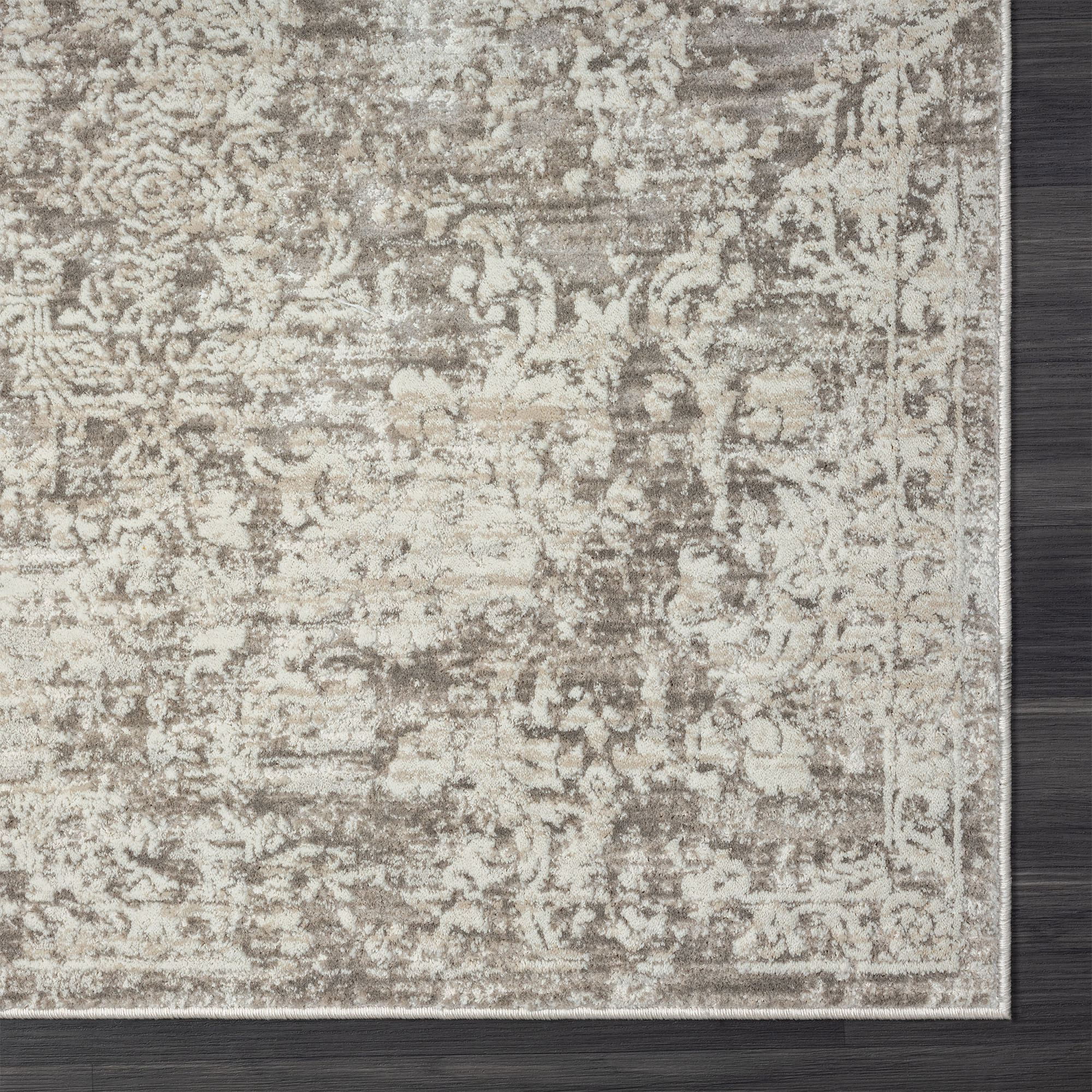2" X 10" Gray Abstract Distressed Runner Rug