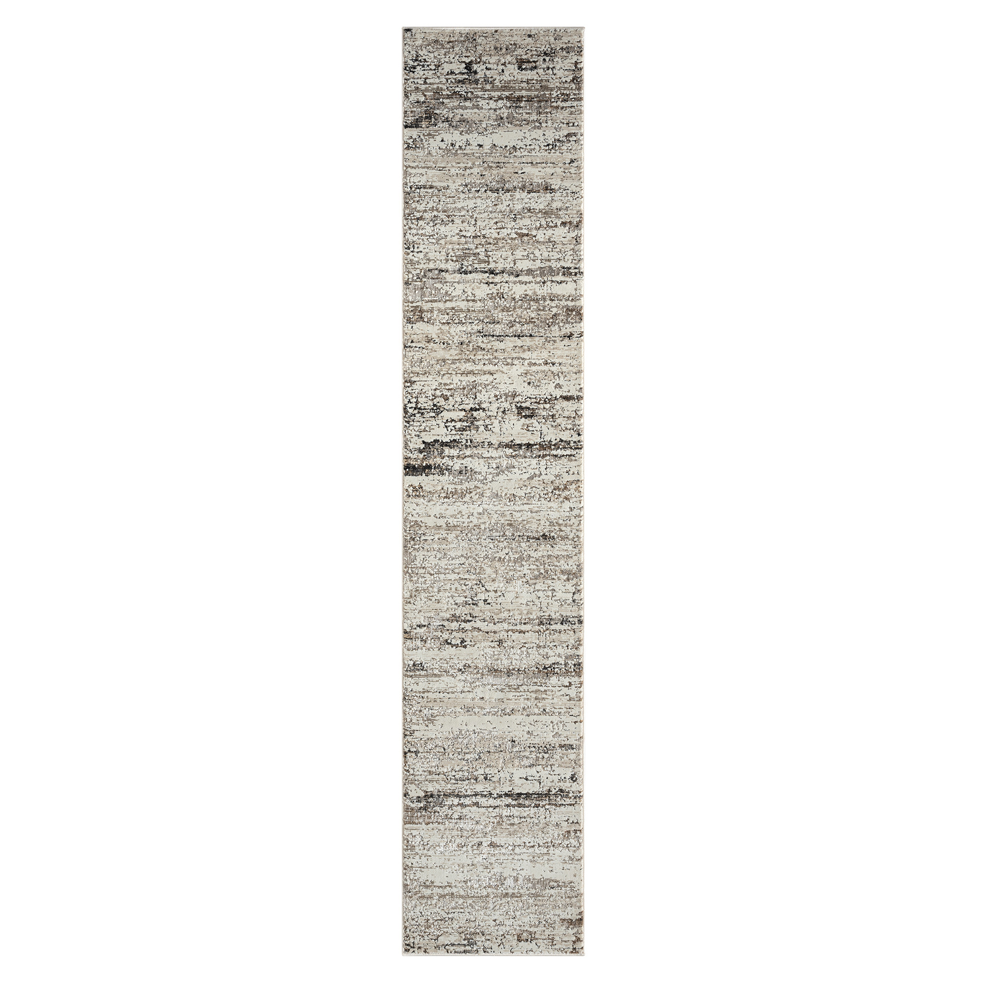 2" X 8" Beige Abstract Distressed Runner Rug