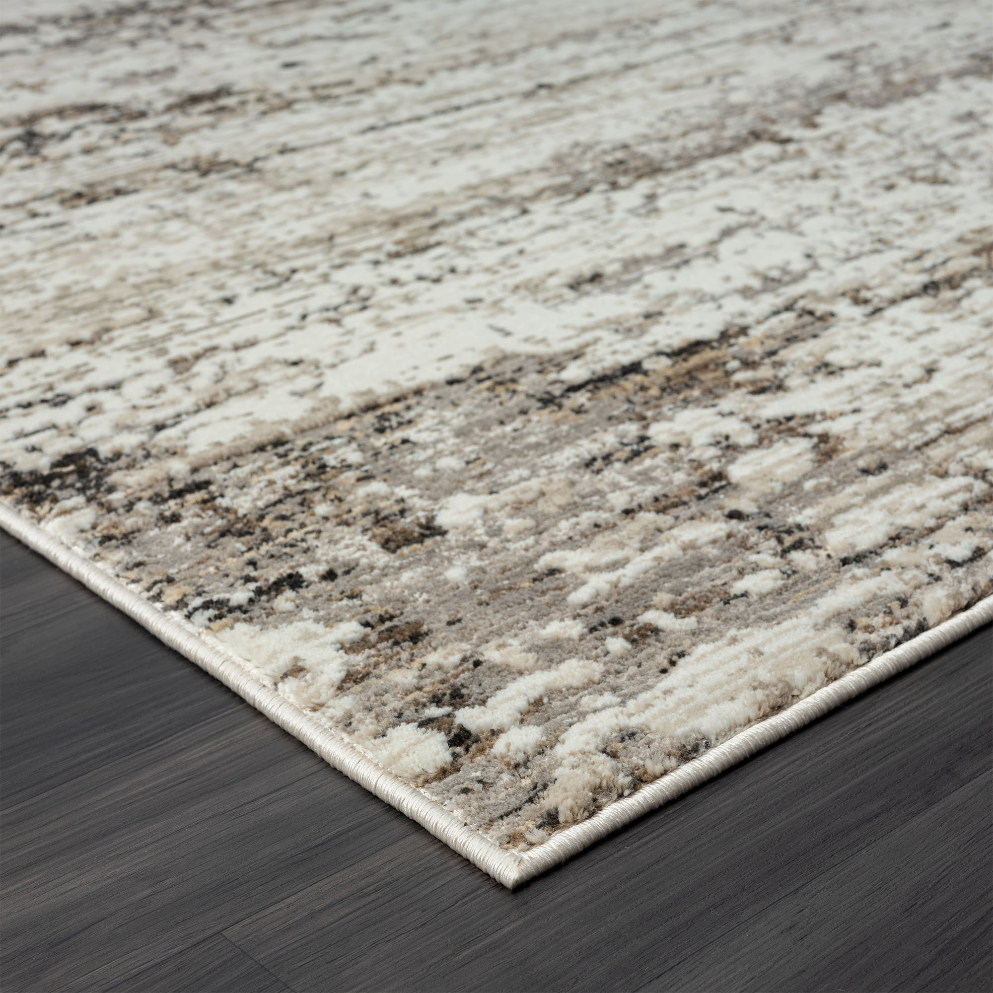 2" X 8" Beige Abstract Distressed Runner Rug