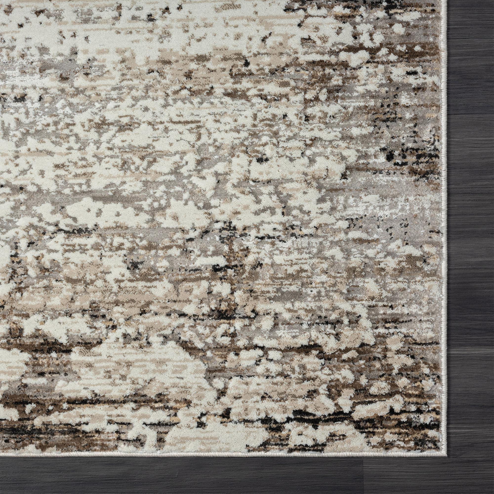 2" X 8" Beige Abstract Distressed Runner Rug