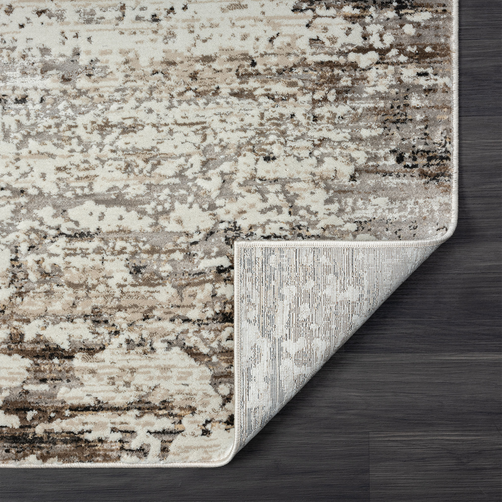 2" X 8" Beige Abstract Distressed Runner Rug