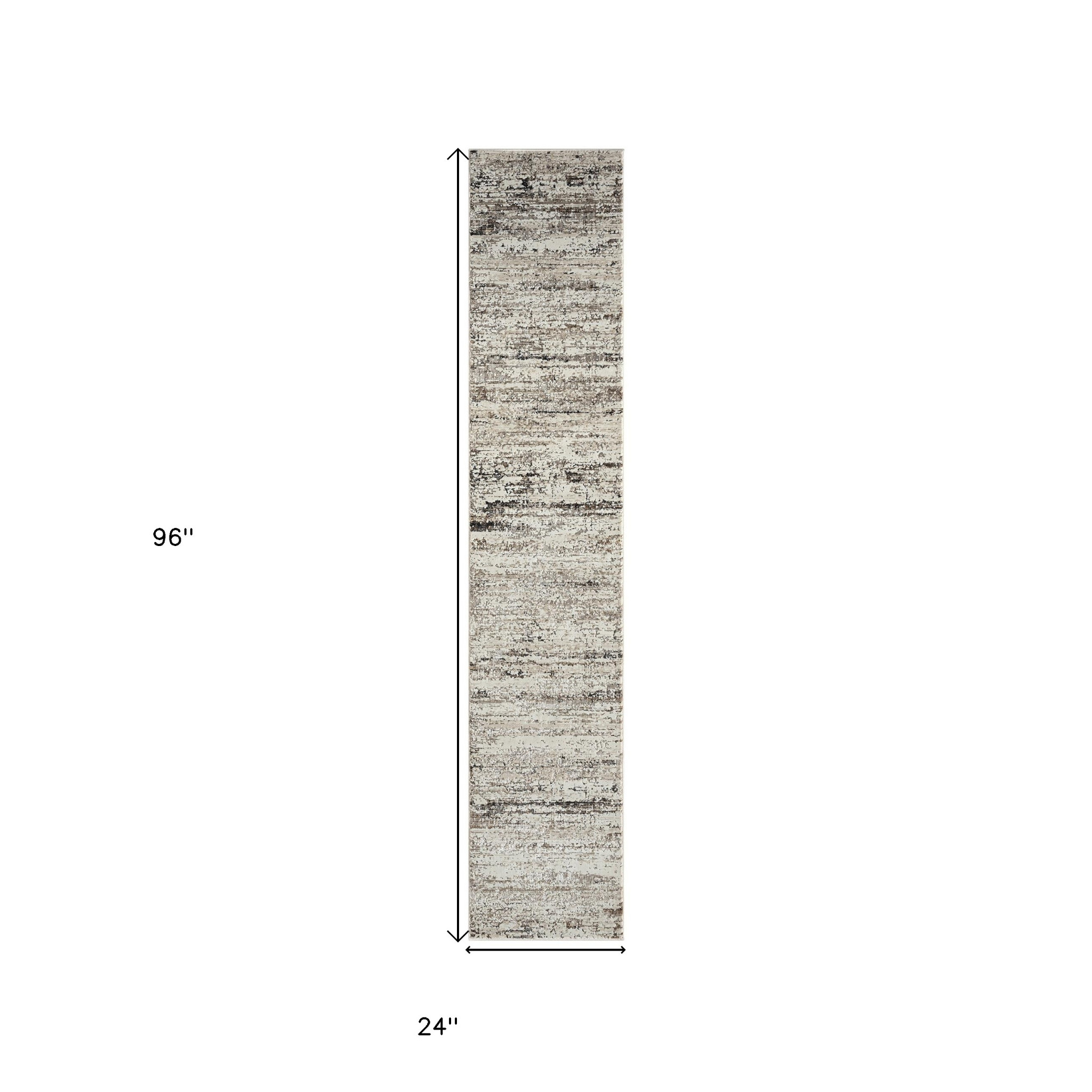 2" X 8" Beige Abstract Distressed Runner Rug