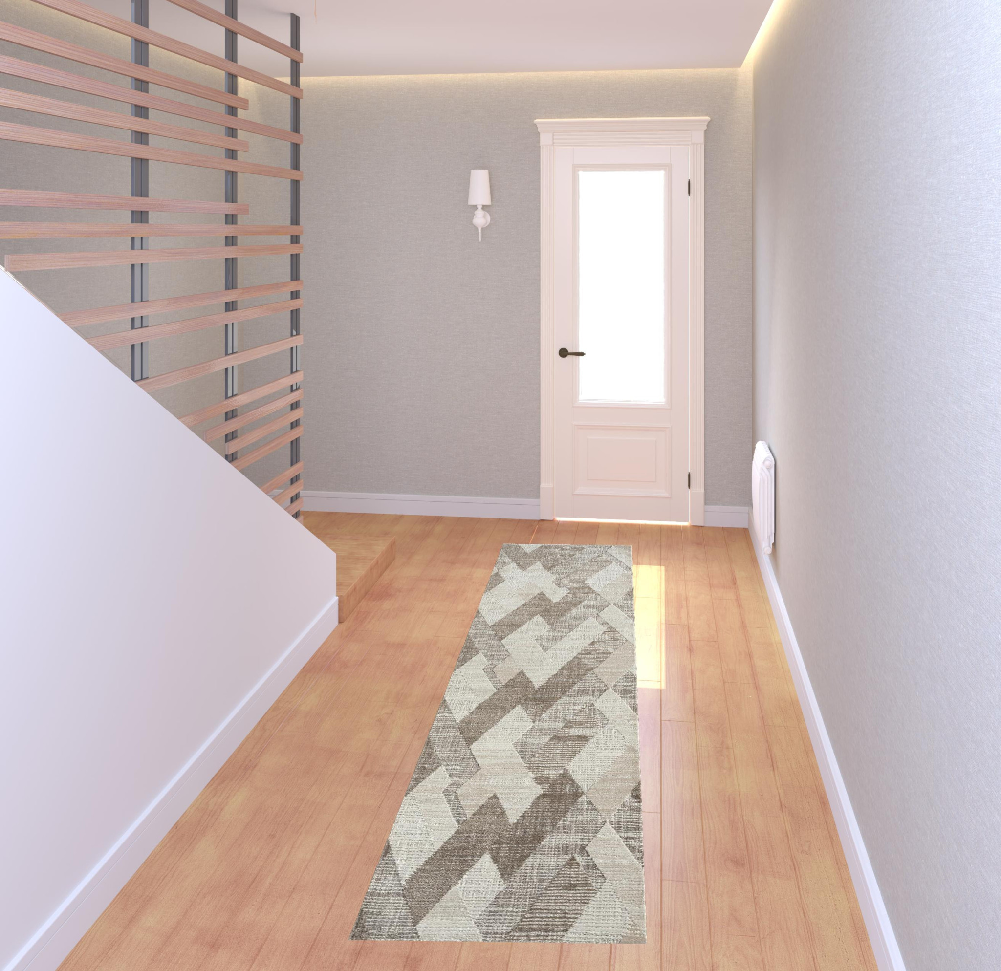 2 X 8 gray geometric Runner Rug