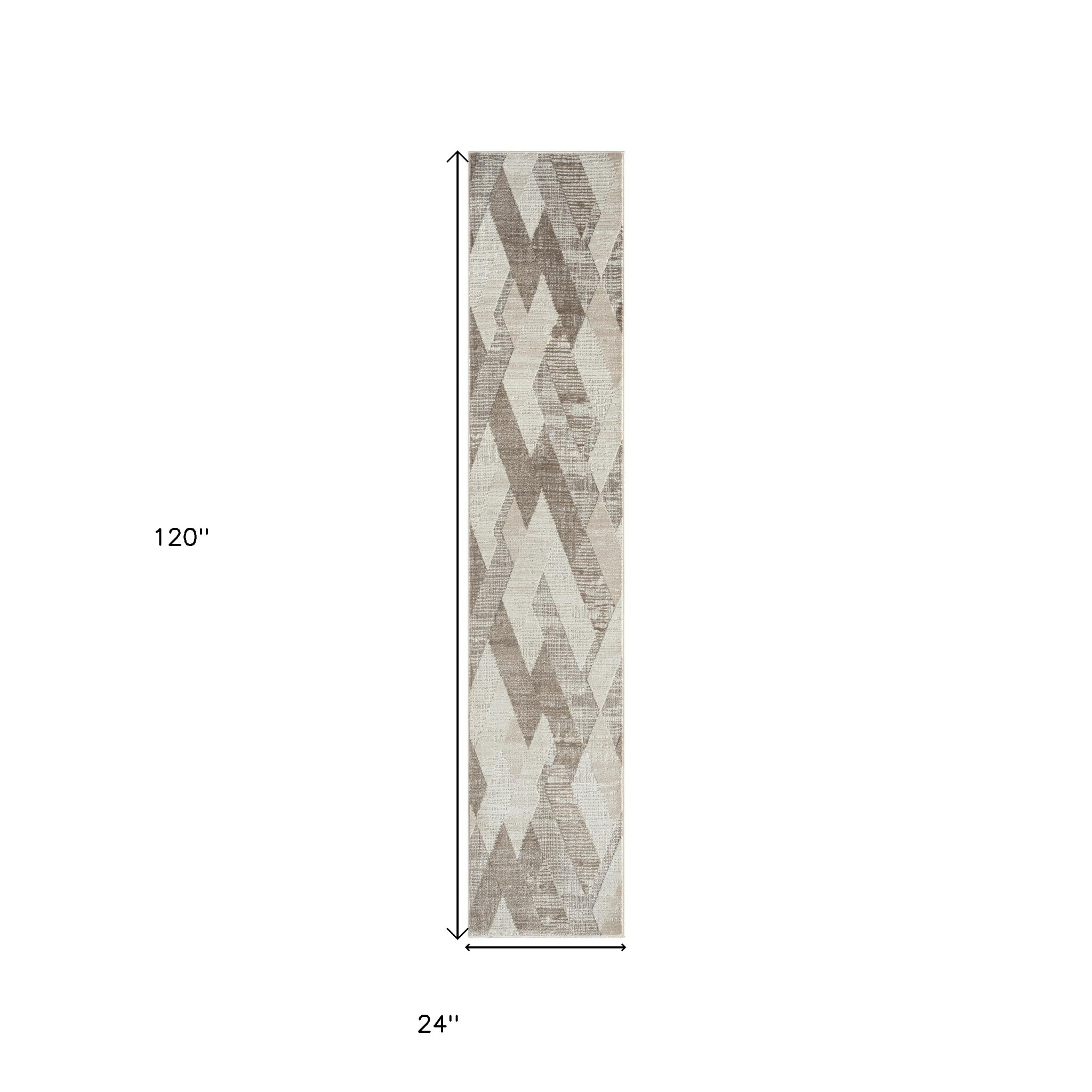 2" X 10" Gray Geometric Runner Rug