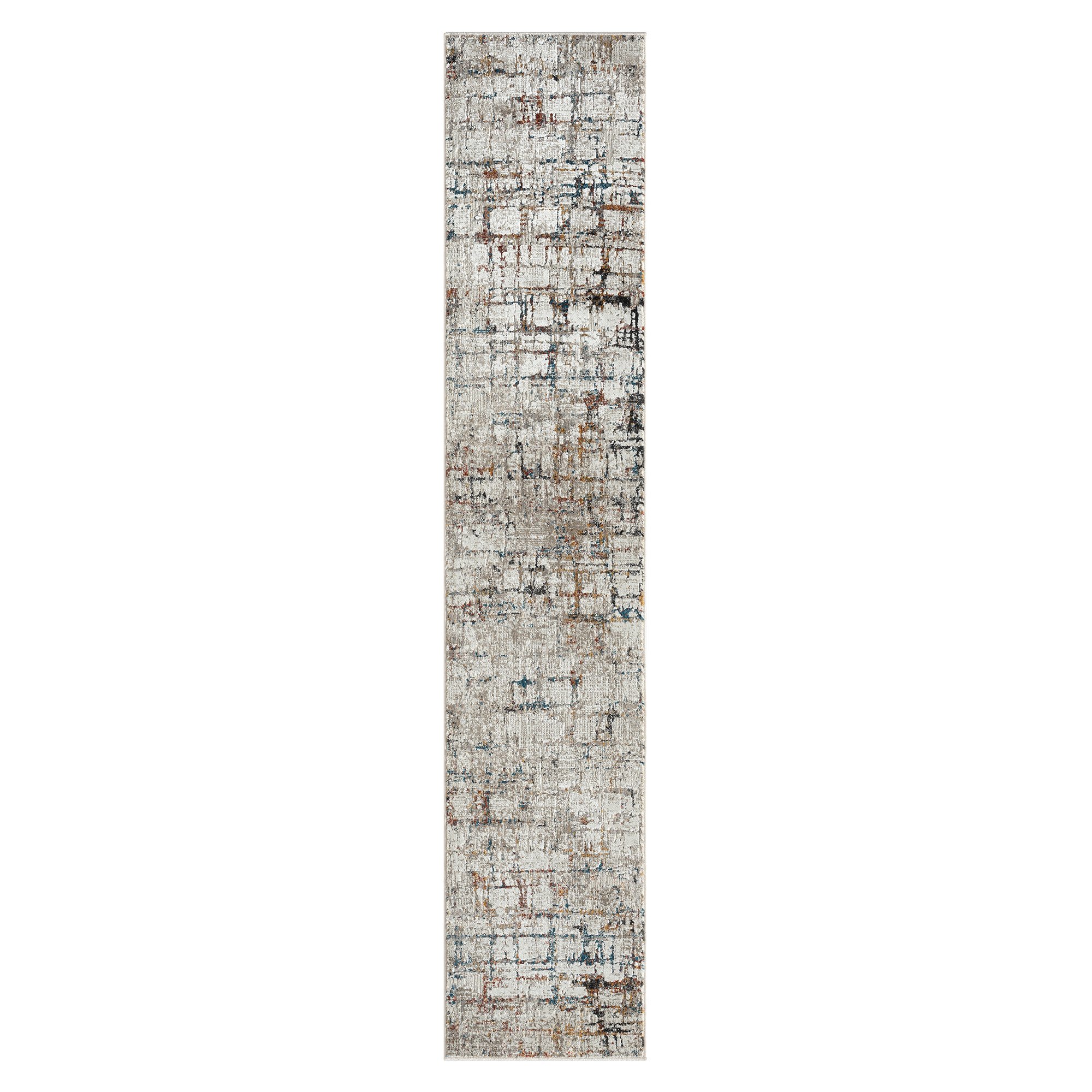 2" X 8" Gray Abstract Distressed Runner Rug