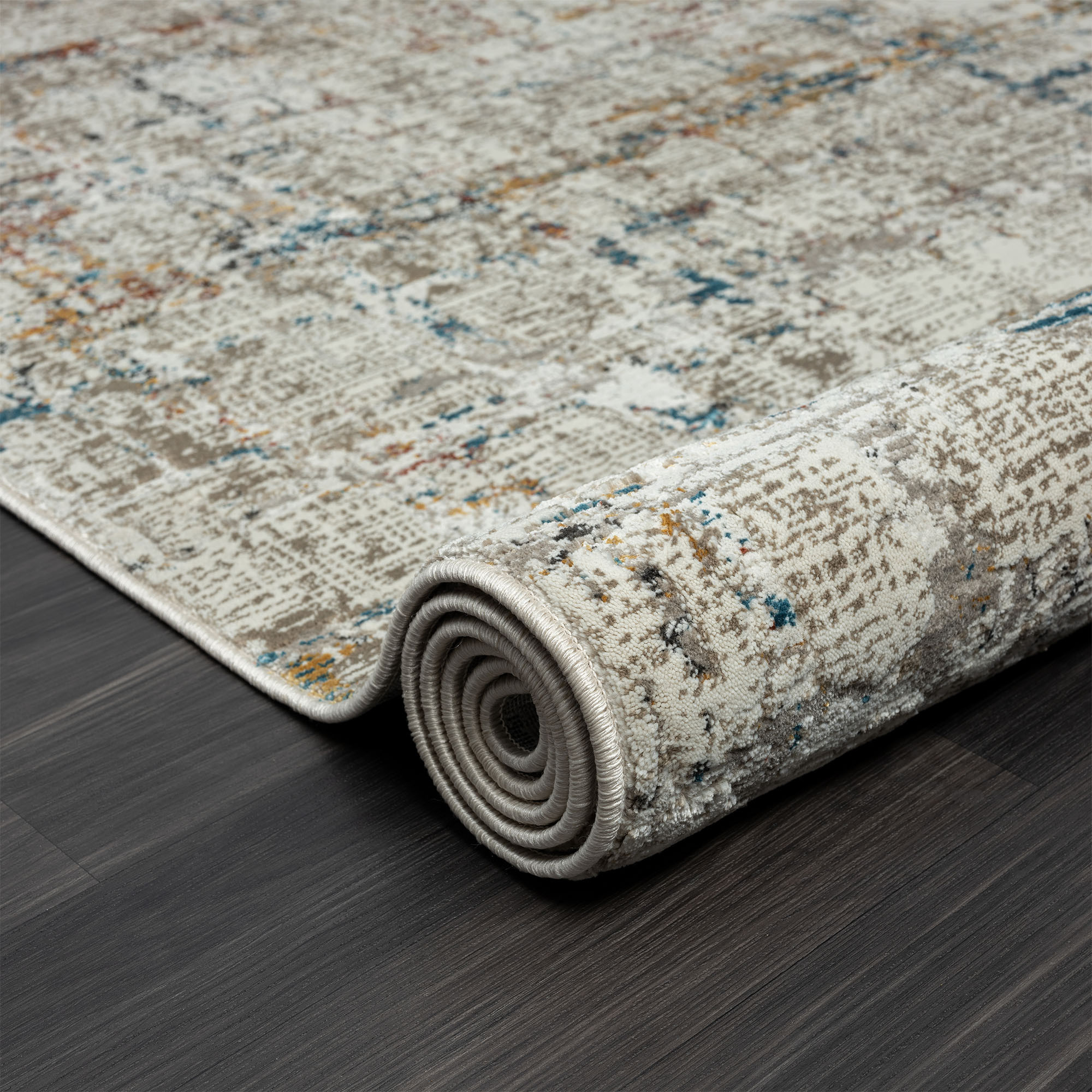 2" X 8" Gray Abstract Distressed Runner Rug