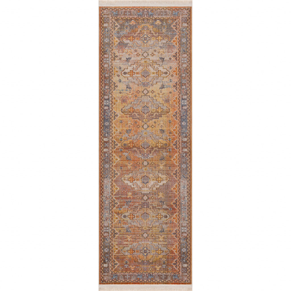 2" X 6" Brown Southwestern Runner Rug