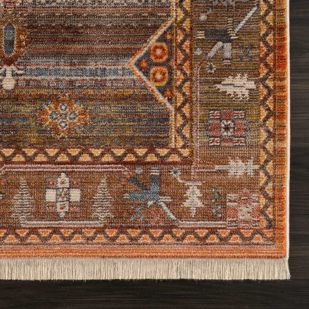 2" X 6" Brown Southwestern Runner Rug