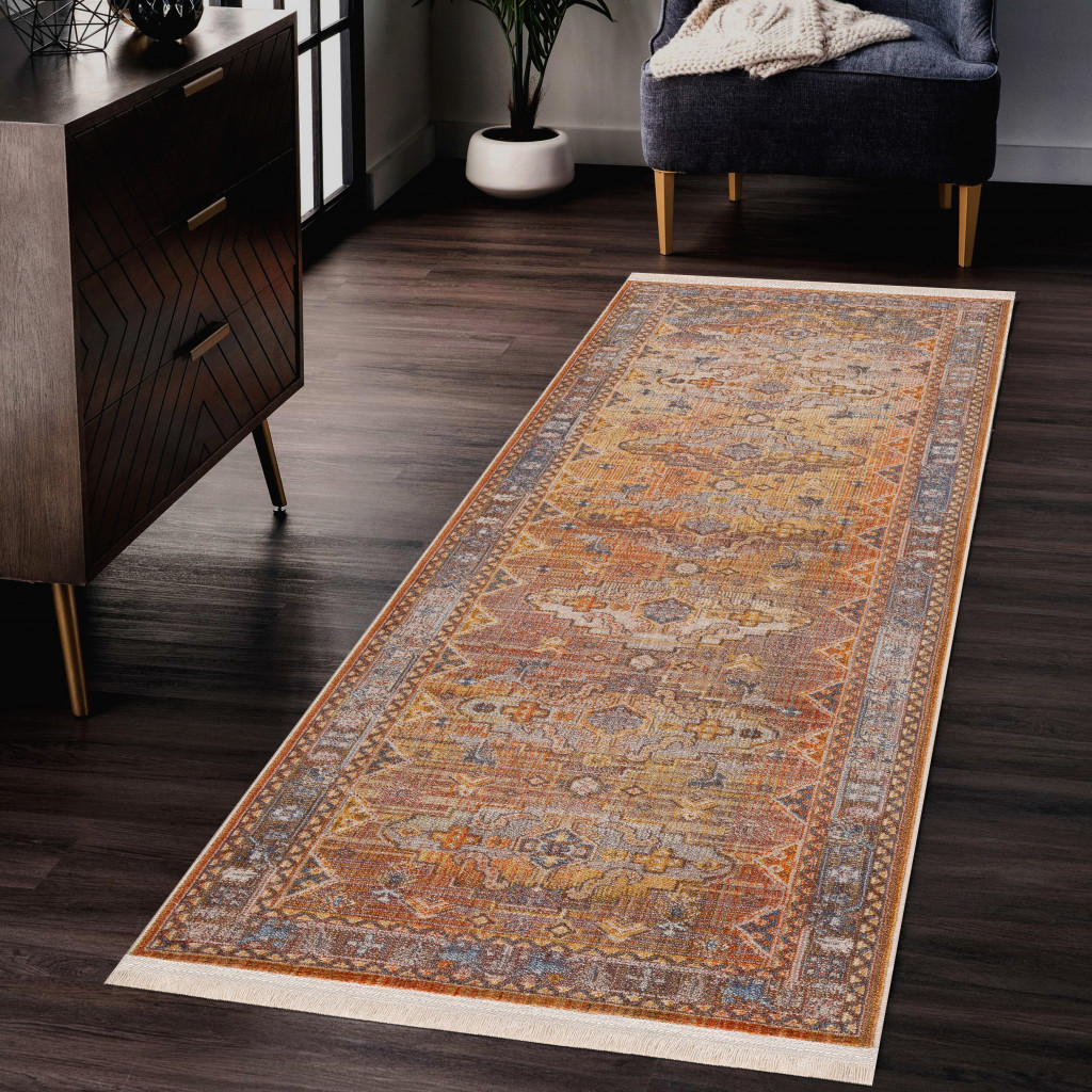 2" X 6" Brown Southwestern Runner Rug