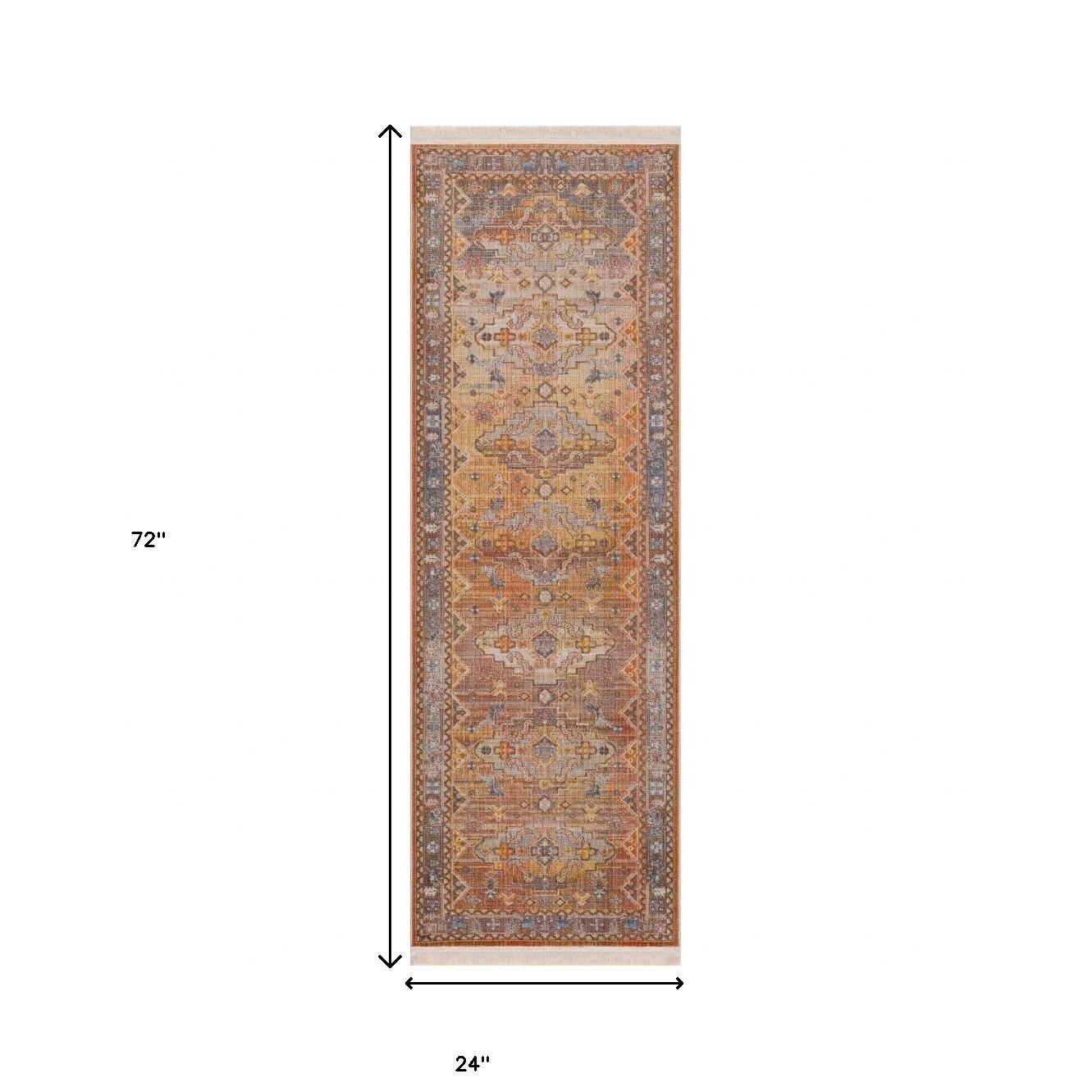 2" X 6" Brown Southwestern Runner Rug
