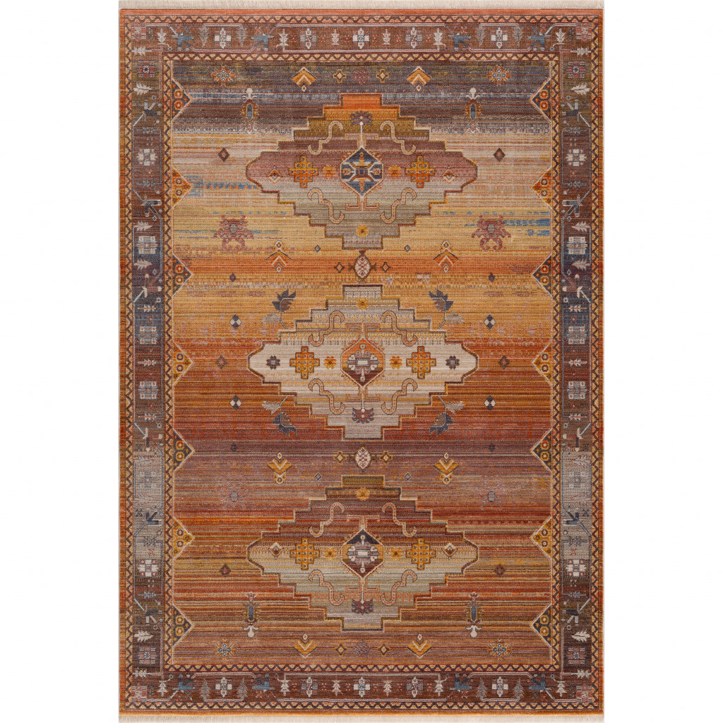 5 X 8 Brown Southwestern Area Rug
