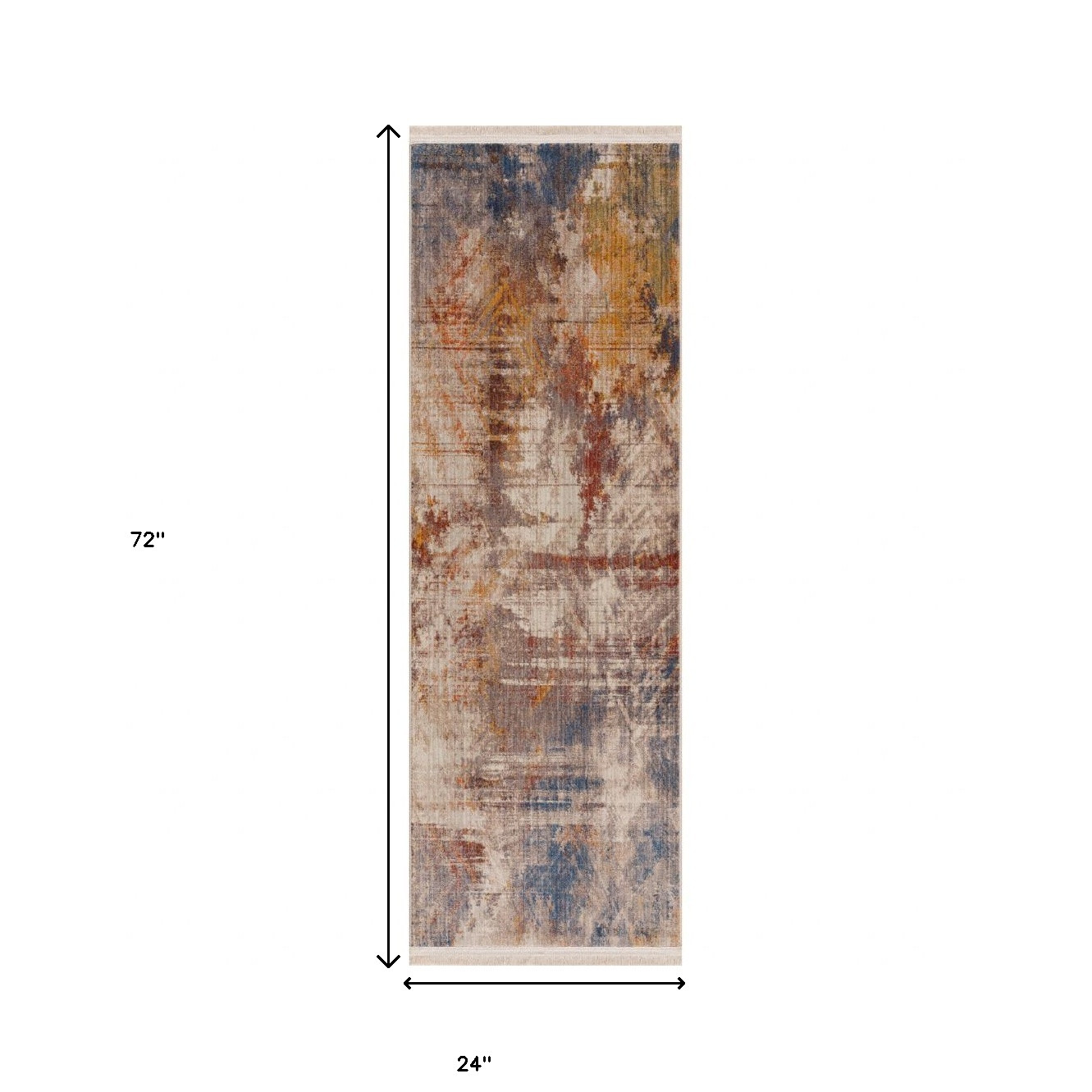 2" X 6" Gray Abstract Distressed Runner Rug