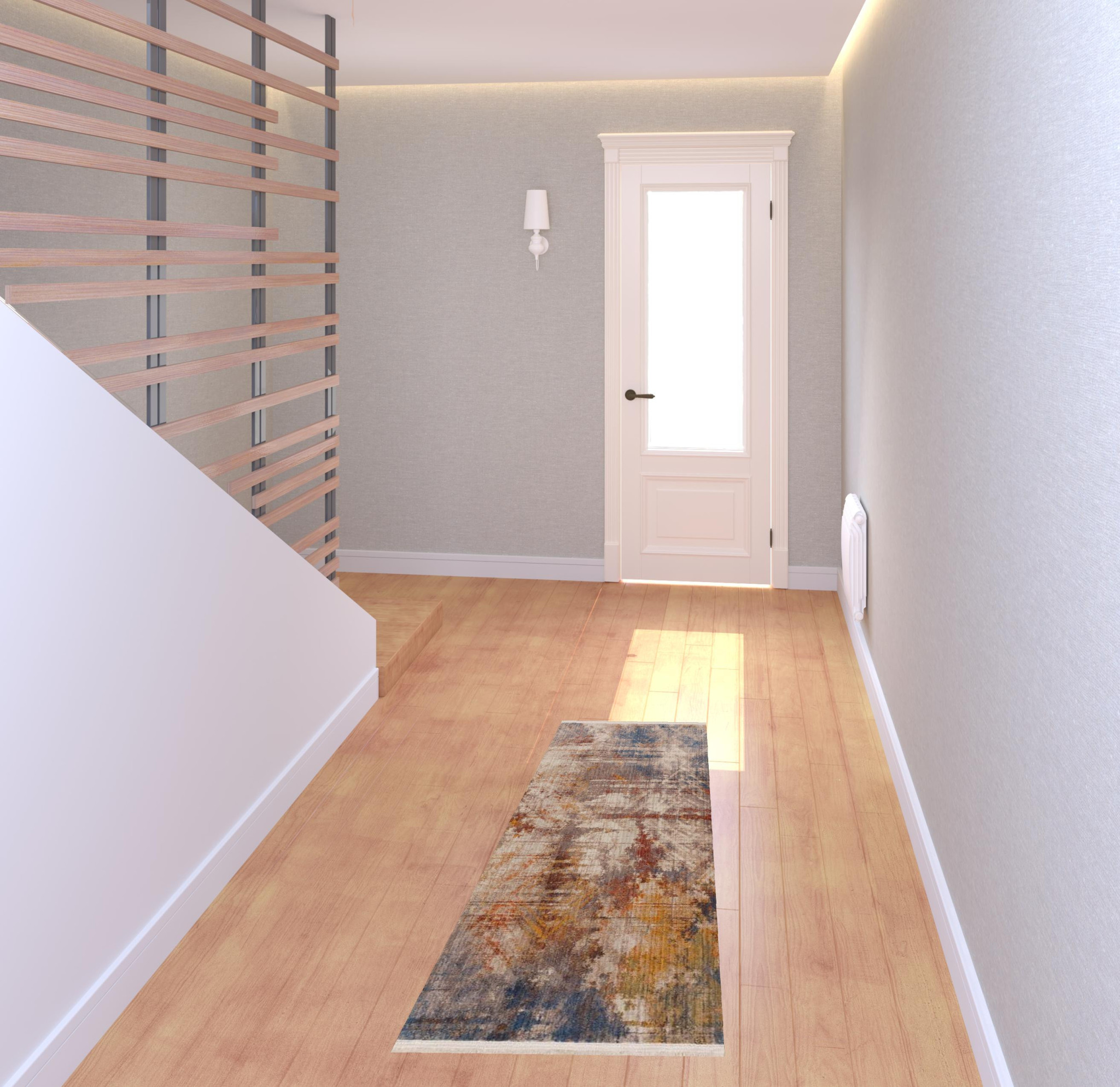2" X 6" Gray Abstract Distressed Runner Rug