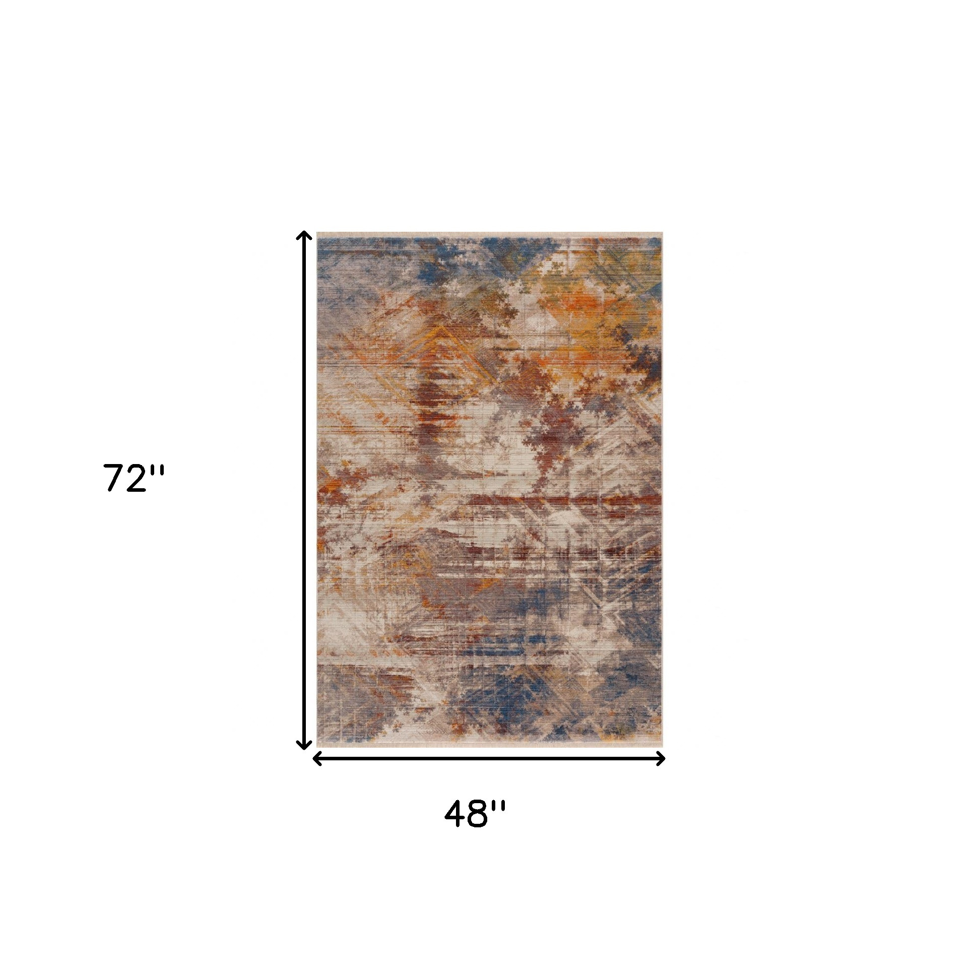 4" X 6" Gray Abstract Distressed Area Rug