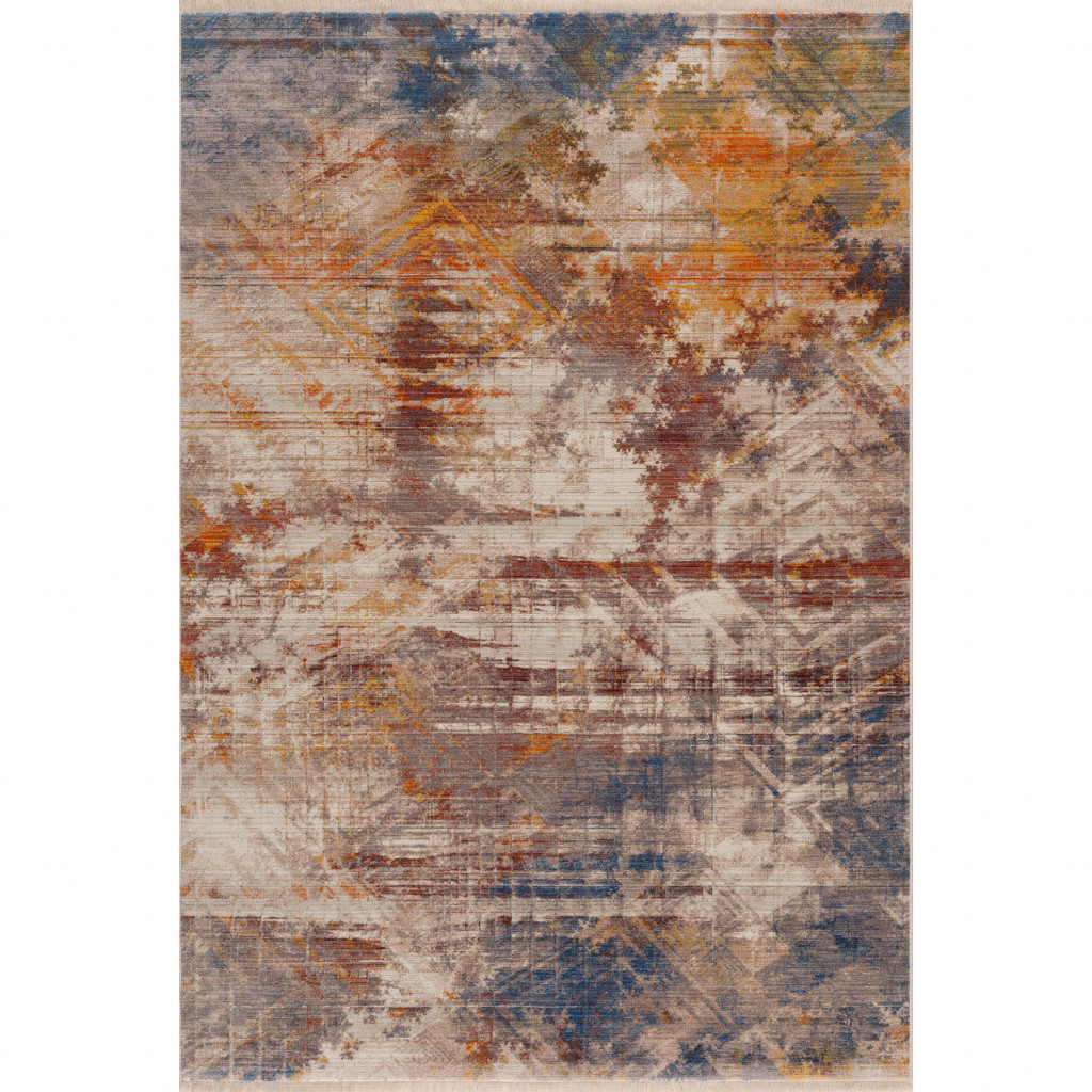 5" X 8" Gray Abstract Distressed Area Rug