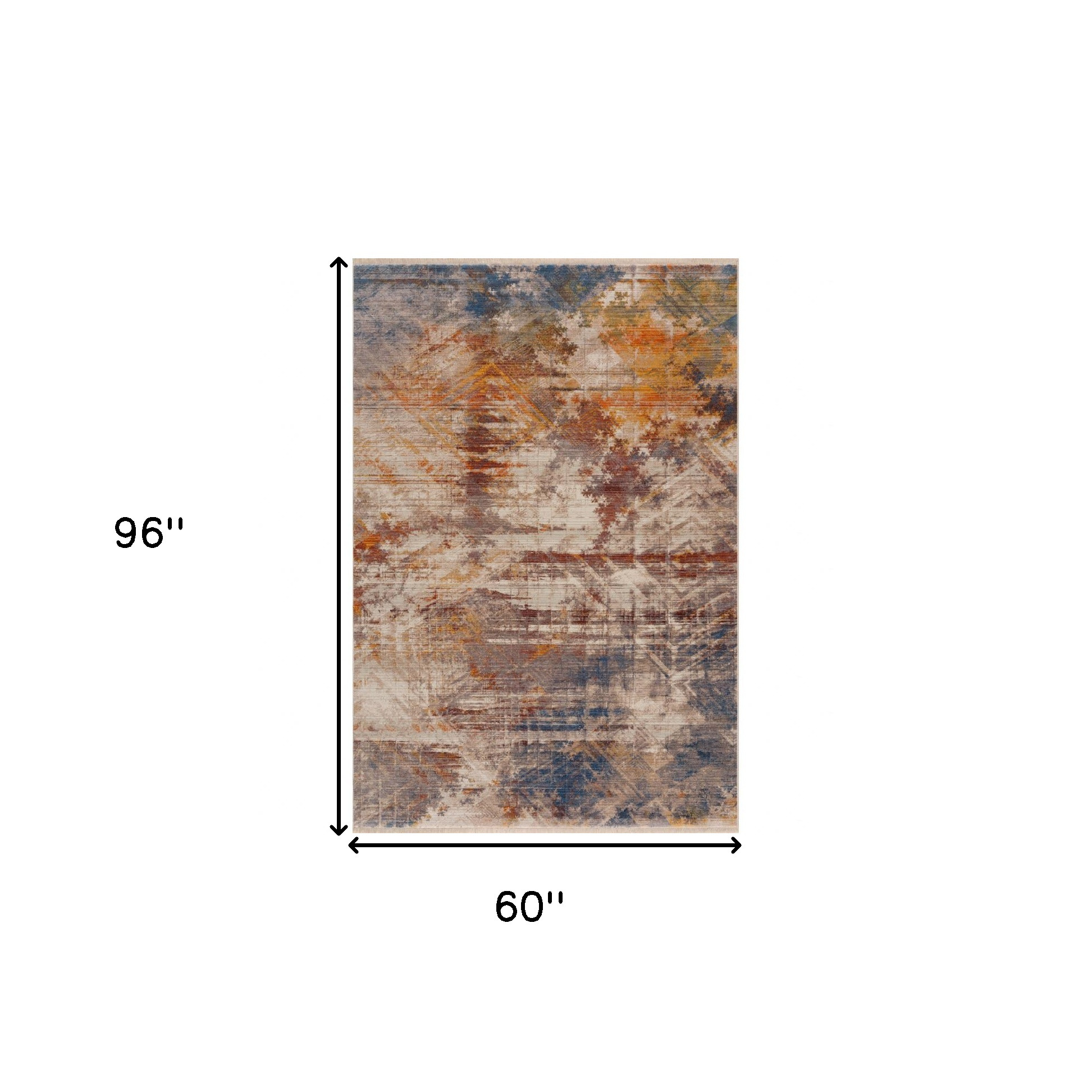 5" X 8" Gray Abstract Distressed Area Rug