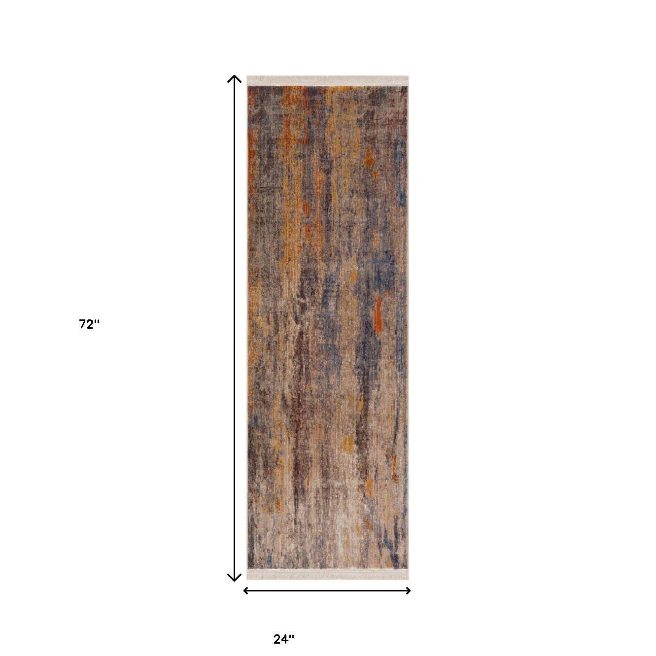 2" X 6" Beige Abstract Distressed Runner Rug