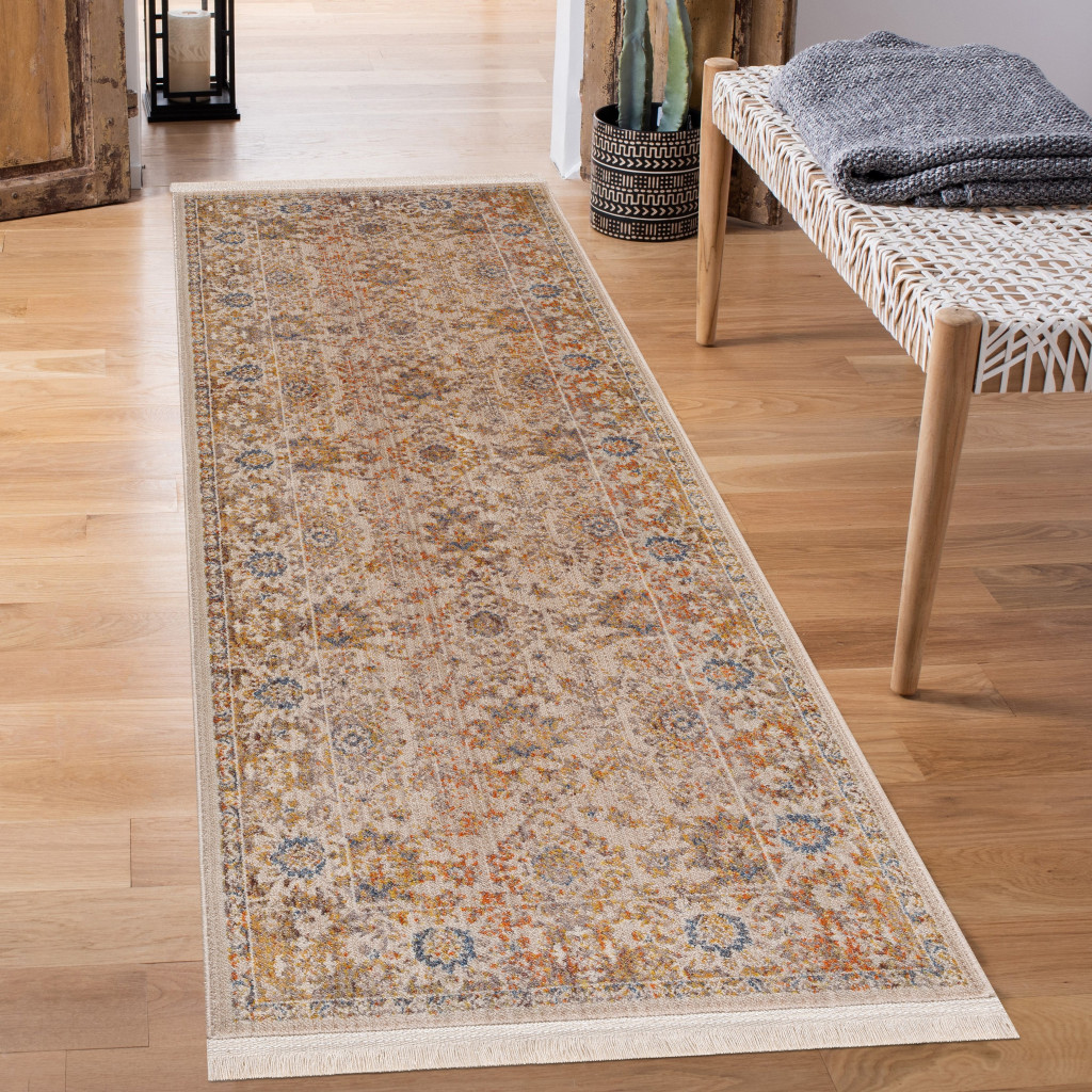 2" X 6" Ivory Oriental Runner Rug