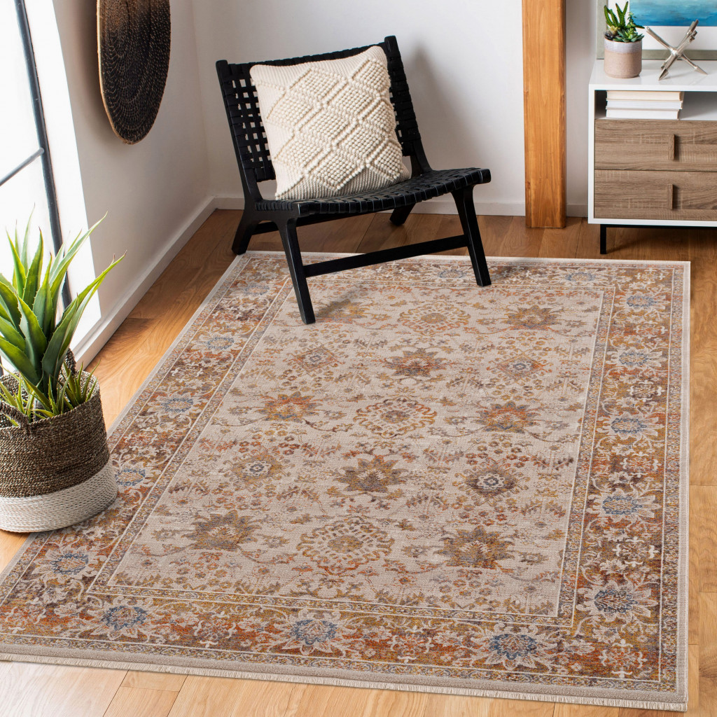 5" X 8" Ivory Oriental Area Rug