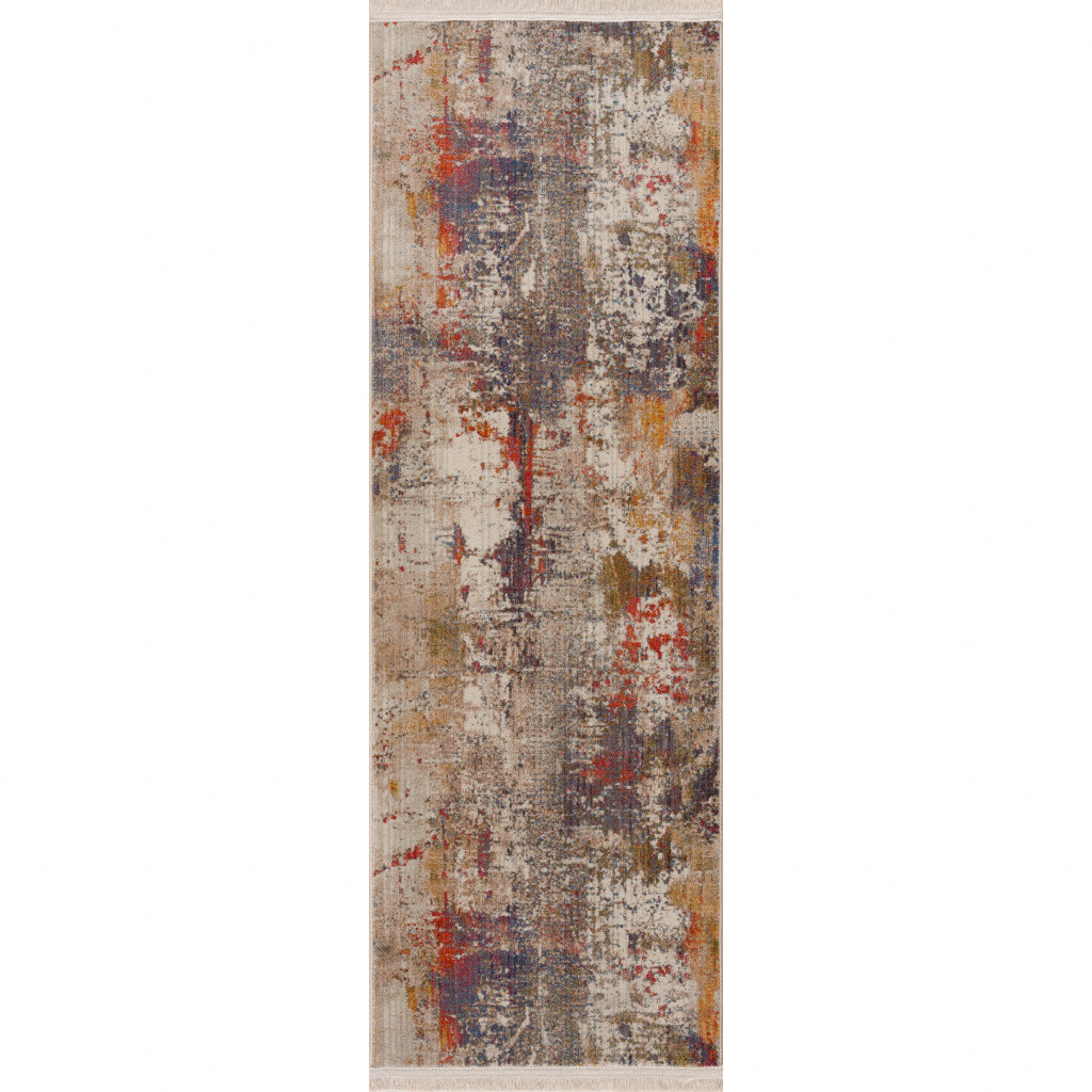 2" X 6" Gray Abstract Distressed Runner Rug