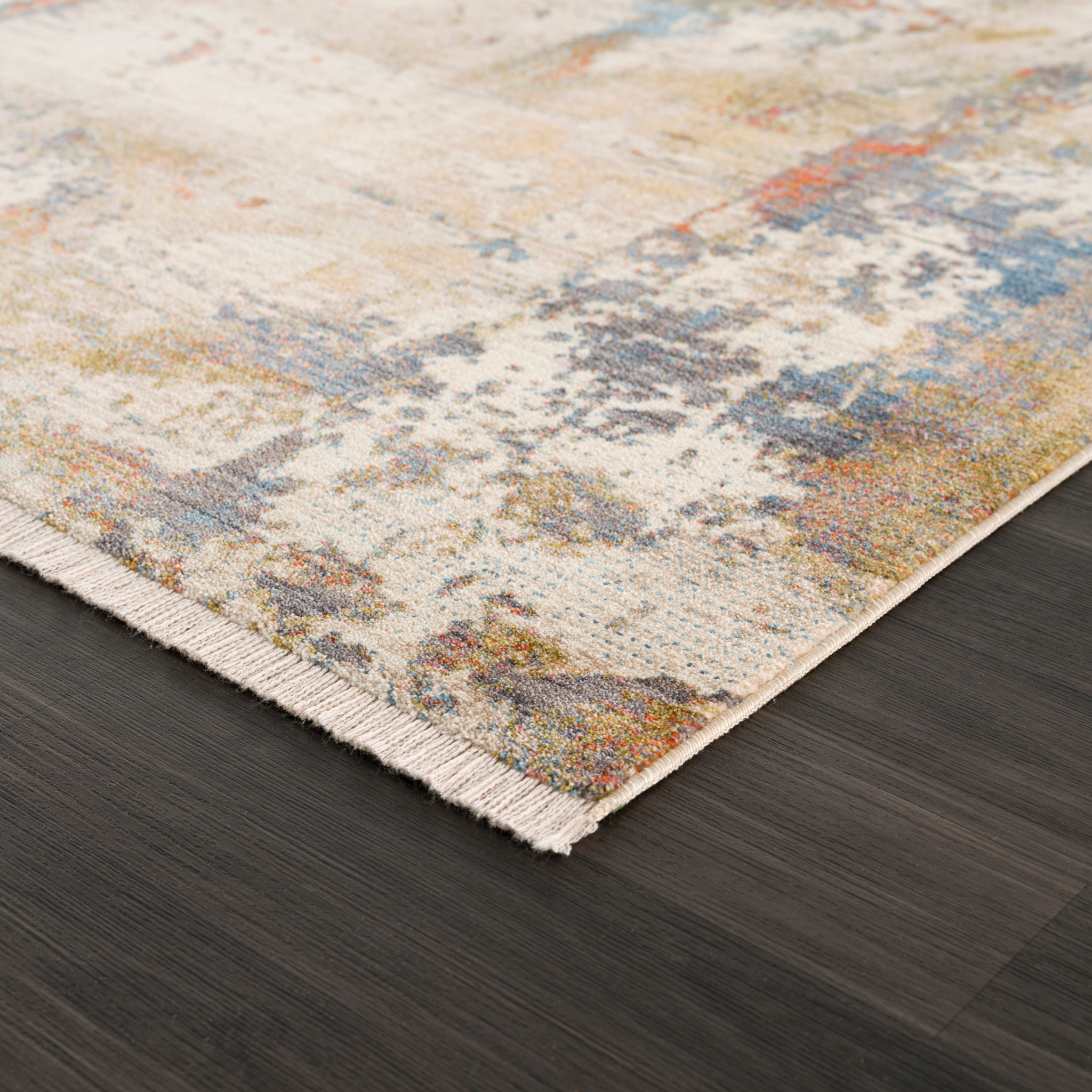 2" X 6" Gray Abstract Distressed Runner Rug