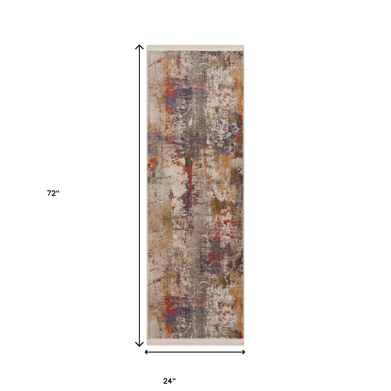 2" X 6" Gray Abstract Distressed Runner Rug