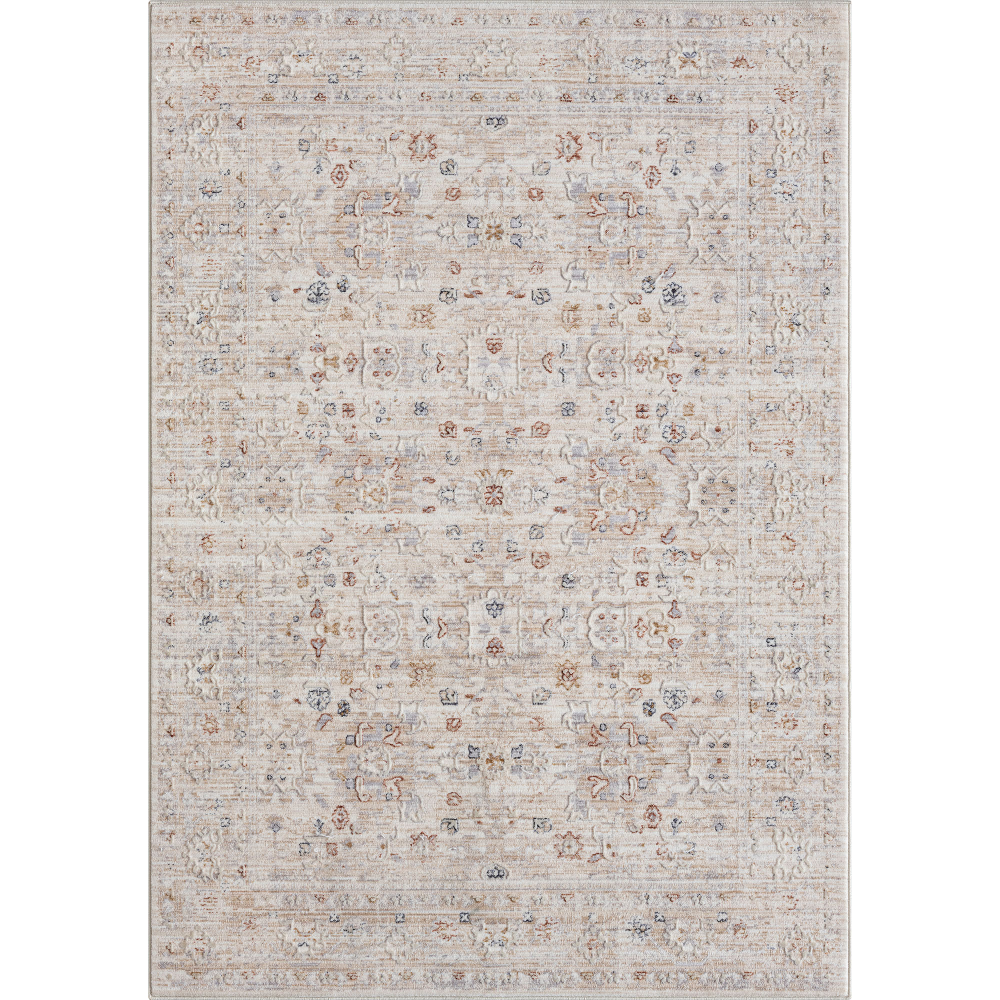 4' X 6' Beige Botanical Area Rug-515872-1