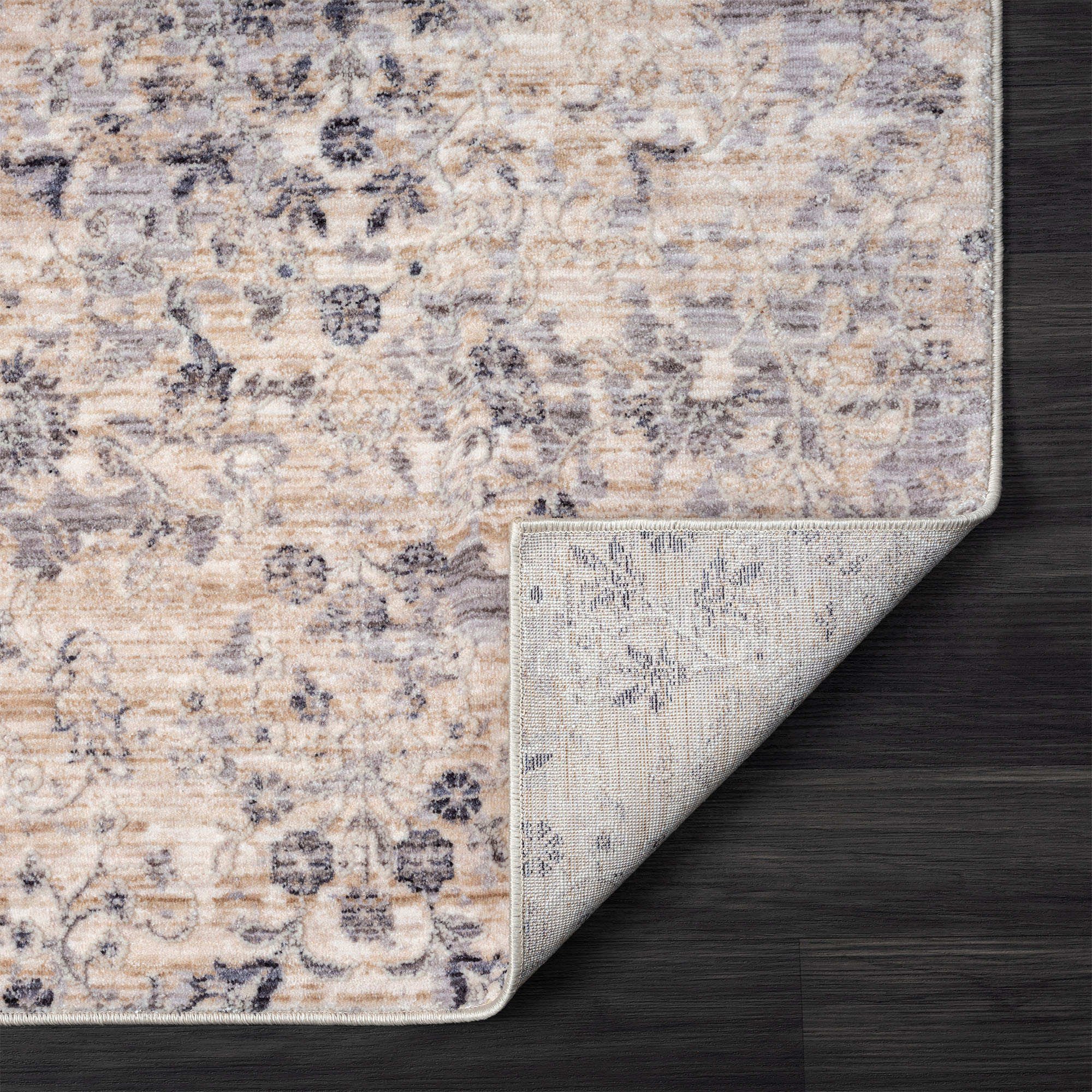 4" X 6" Gray Floral Area Rug