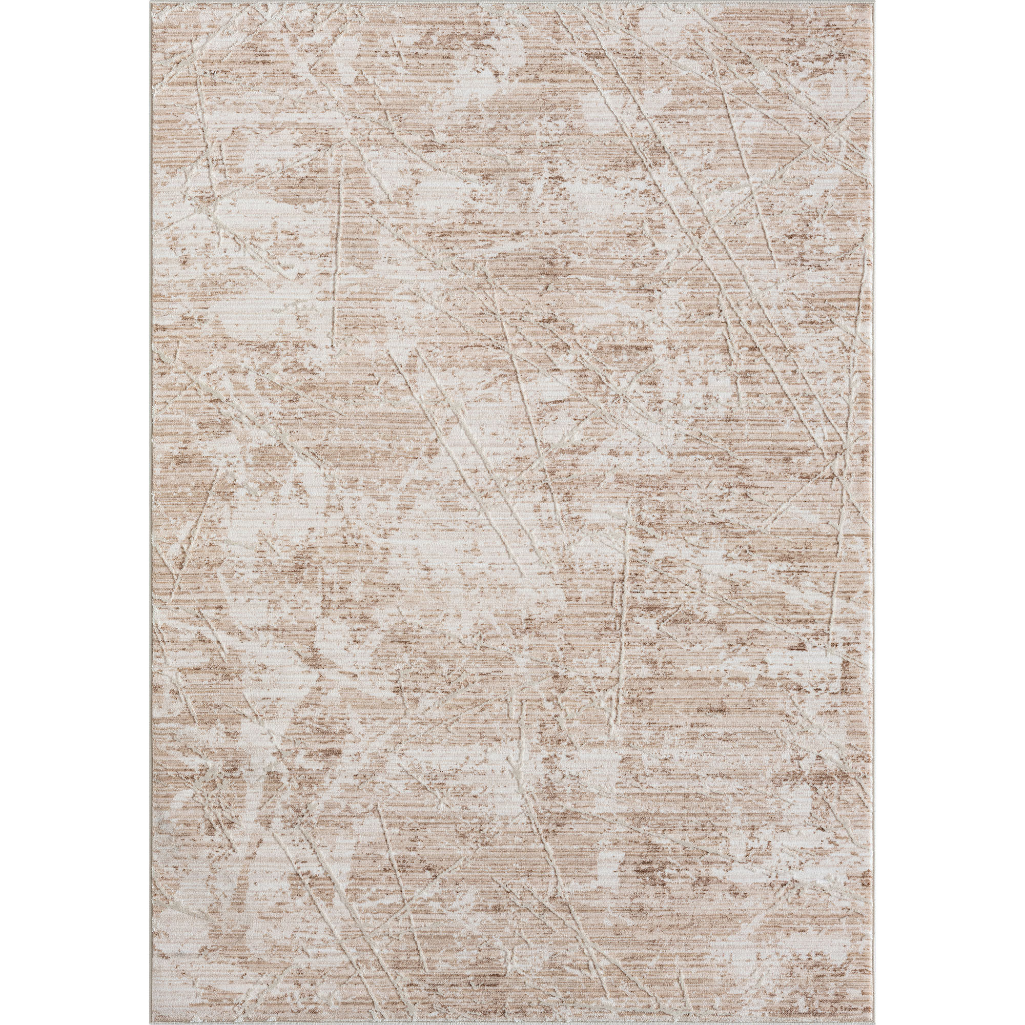 4" X 6" Beige Abstract Area Rug