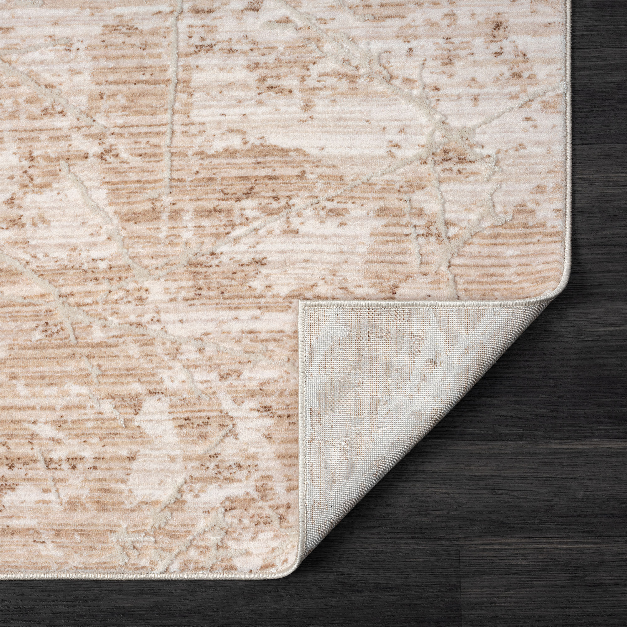 4" X 6" Beige Abstract Area Rug