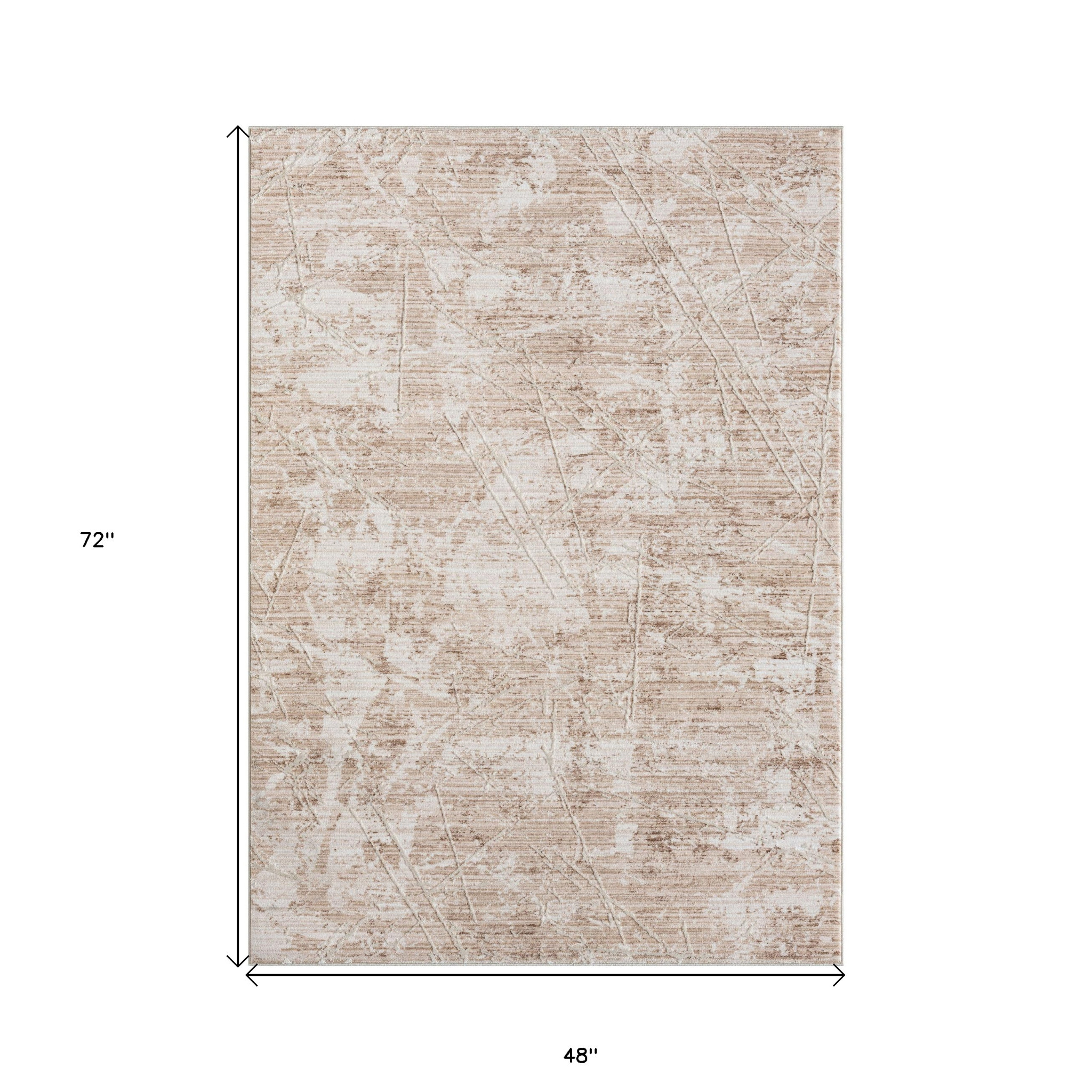 4" X 6" Beige Abstract Area Rug