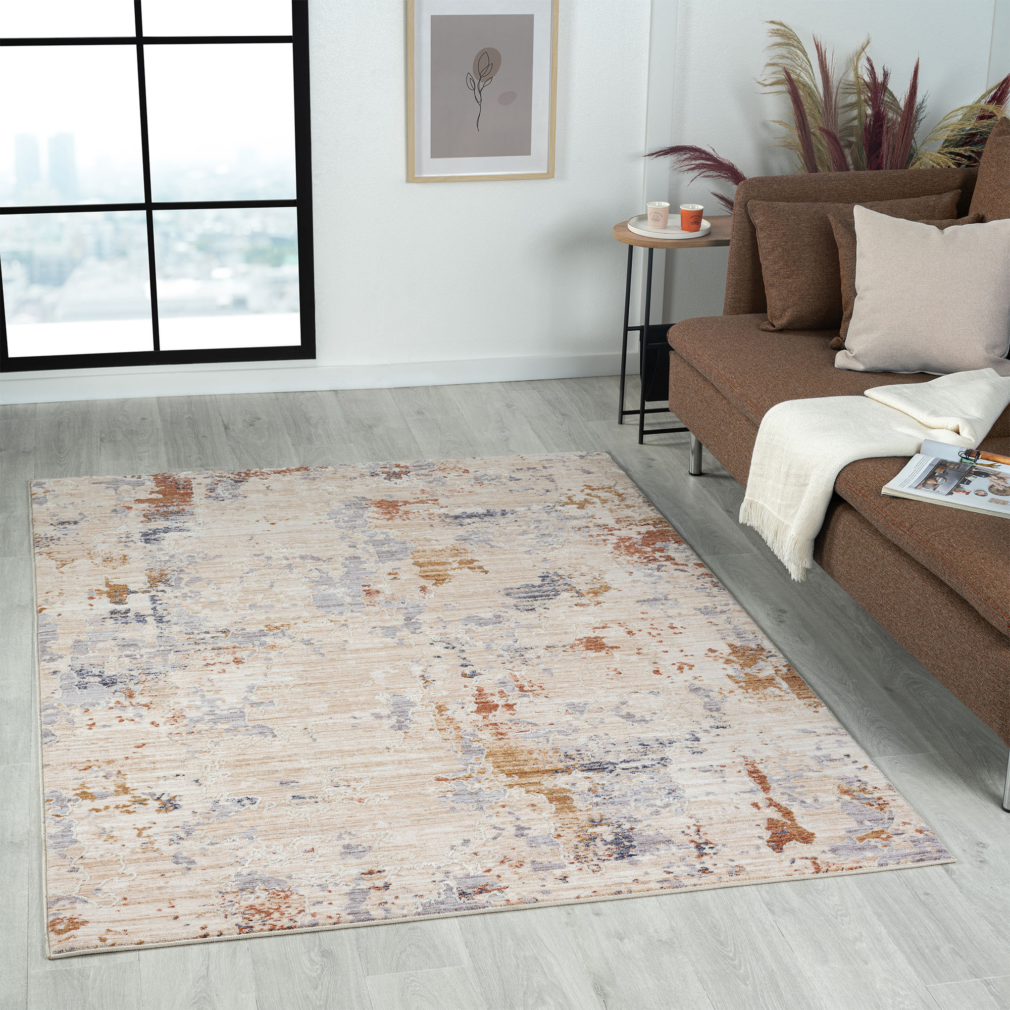 2" X 3" Beige Abstract Area Rug