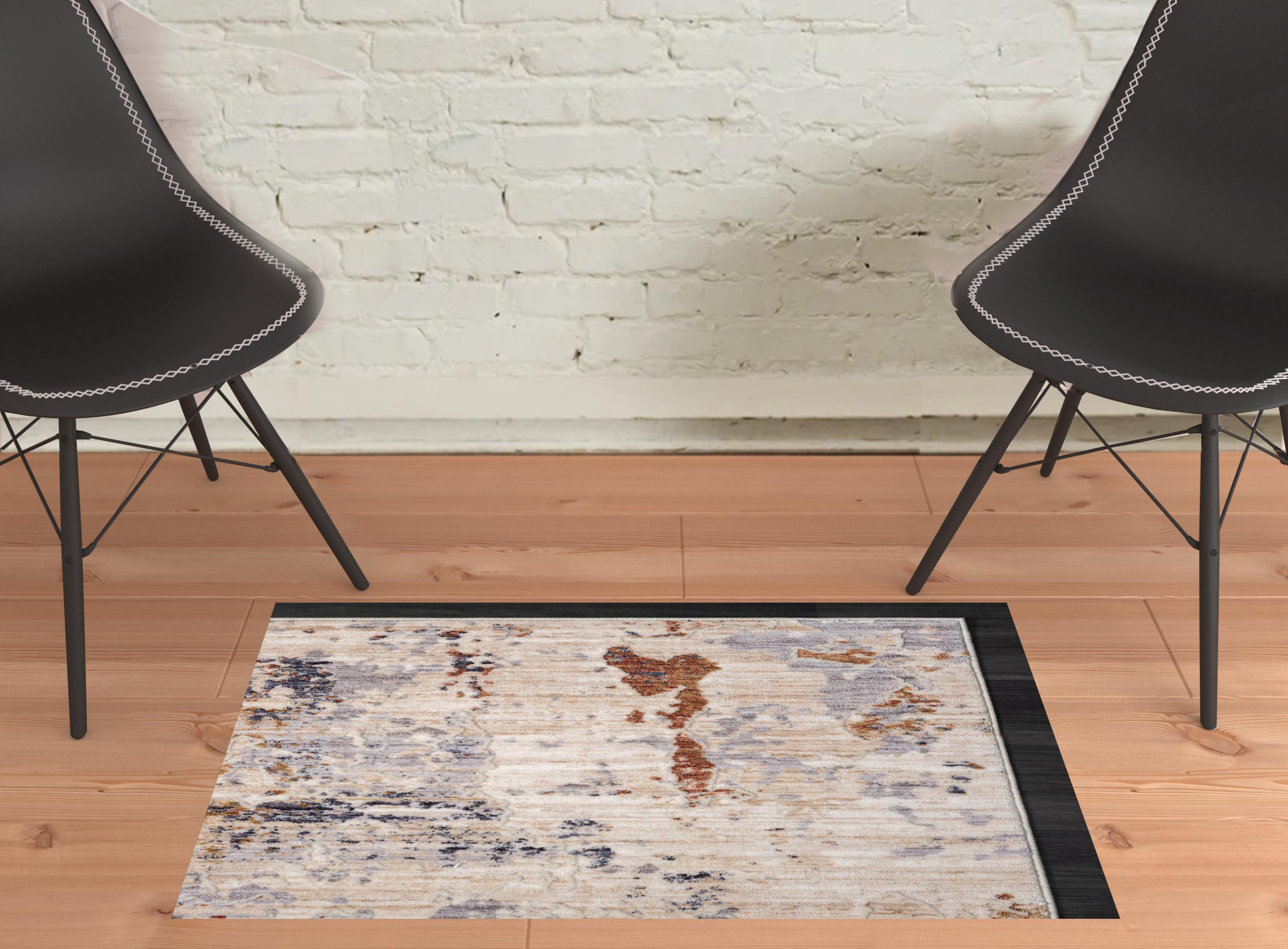 2" X 3" Beige Abstract Area Rug