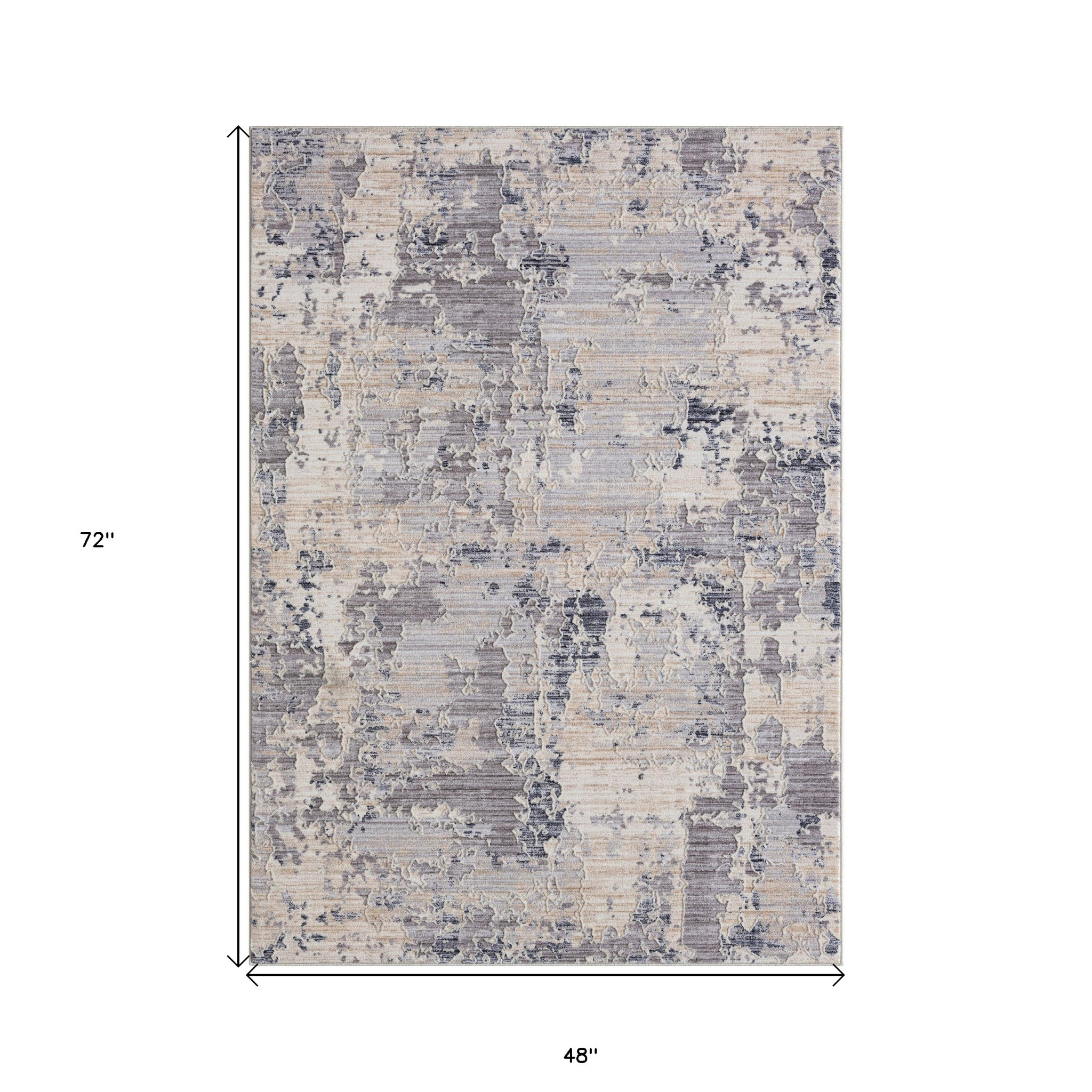 4" X 6" Gray Abstract Area Rug