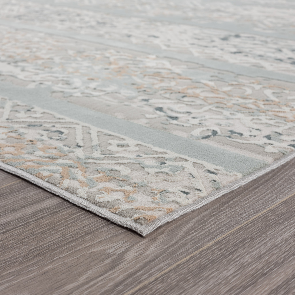 9" X 12" Blue Abstract Distressed Area Rug