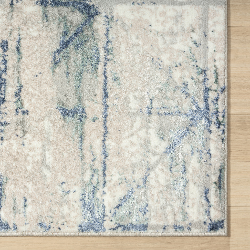 8" X 10" Blue Abstract Stain Resistant Area Rug