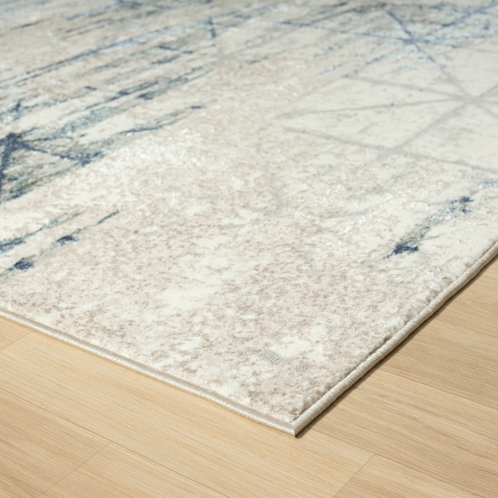 8" X 10" Blue Abstract Stain Resistant Area Rug