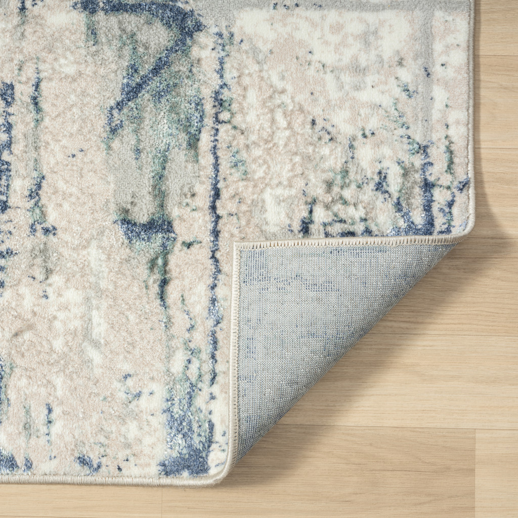 8" X 10" Blue Abstract Stain Resistant Area Rug
