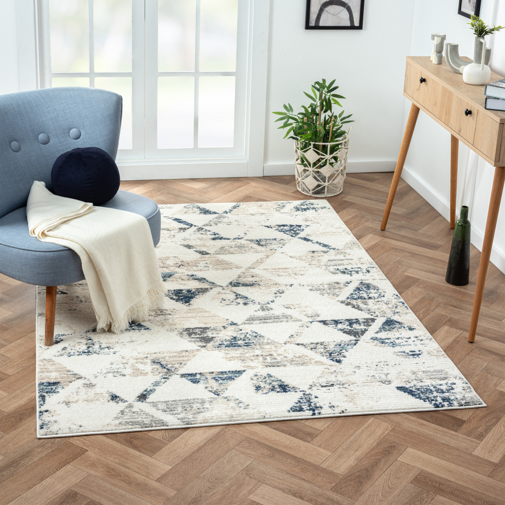 8" X 10" Ivory Geometric Area Rug
