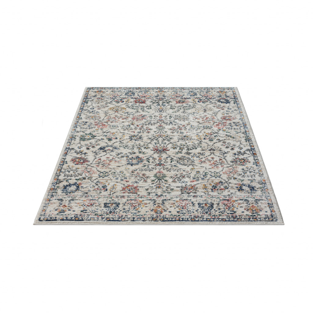8' X 10' Ivory Floral Area Rug-515914-1