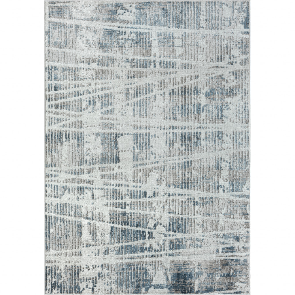 8' X 10' Blue Abstract Area Rug-515920-1