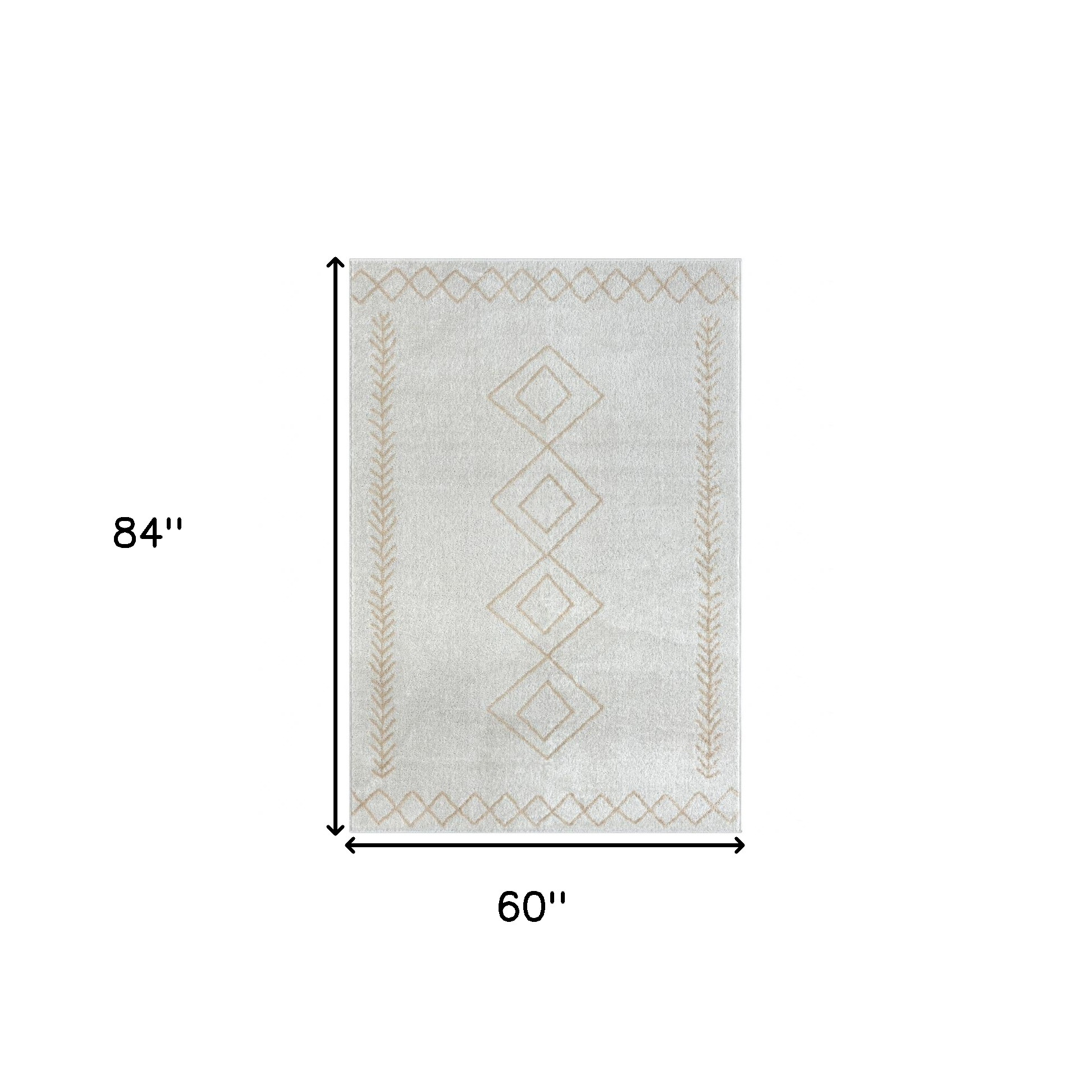 5" X 7" Cream Diamond Area Rug