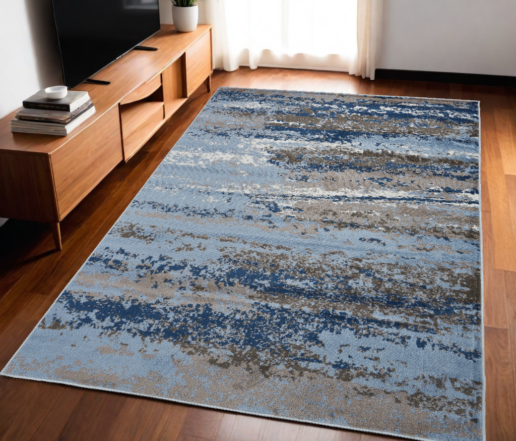 5" X 7" Blue Abstract Area Rug
